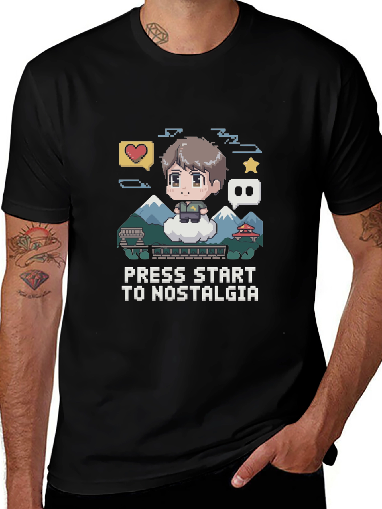 Nostalgia Pixel Art T-Shirt - Press Start Gaming Tee