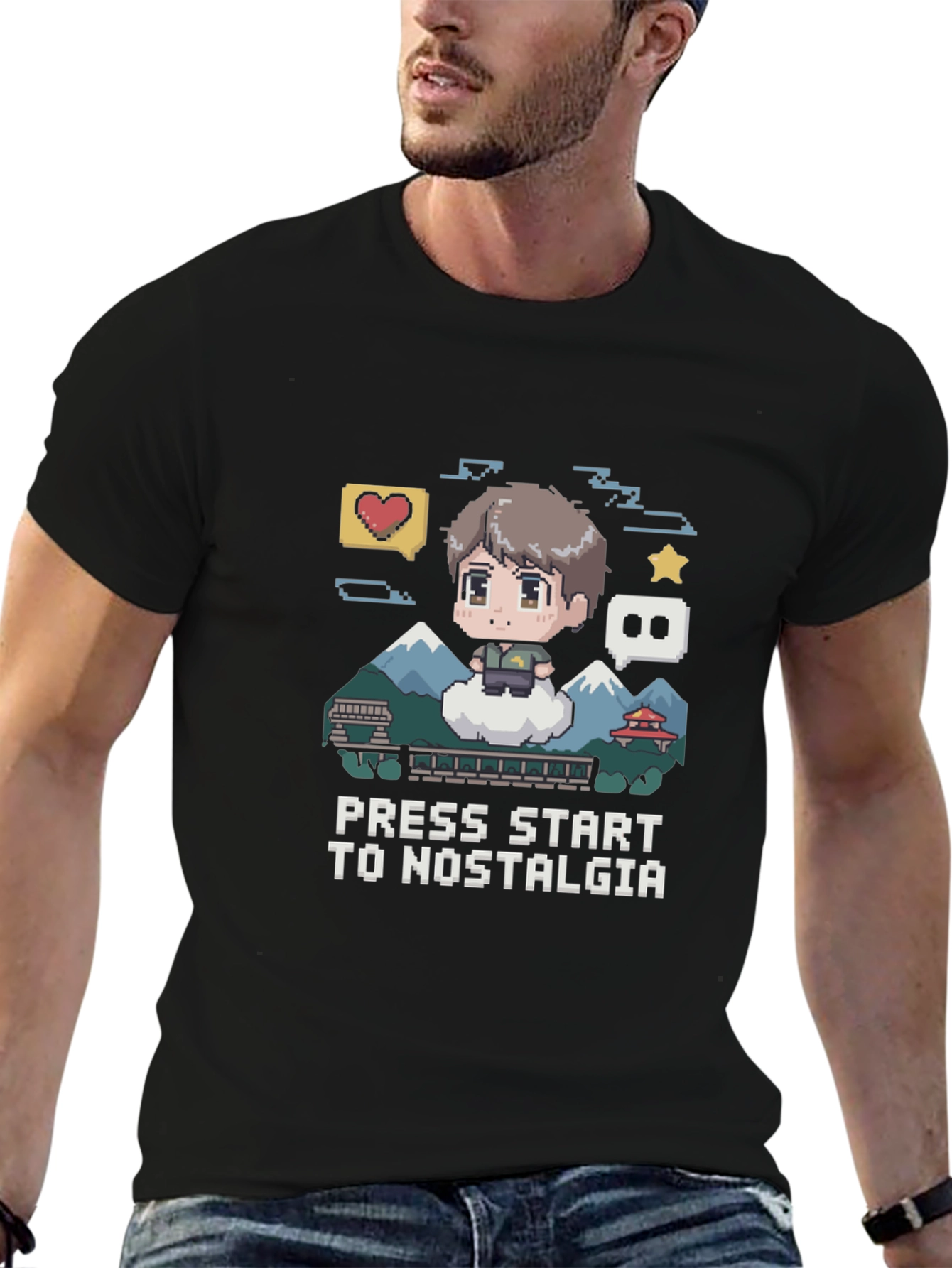 Nostalgia Pixel Art T-Shirt - Press Start Gaming Tee