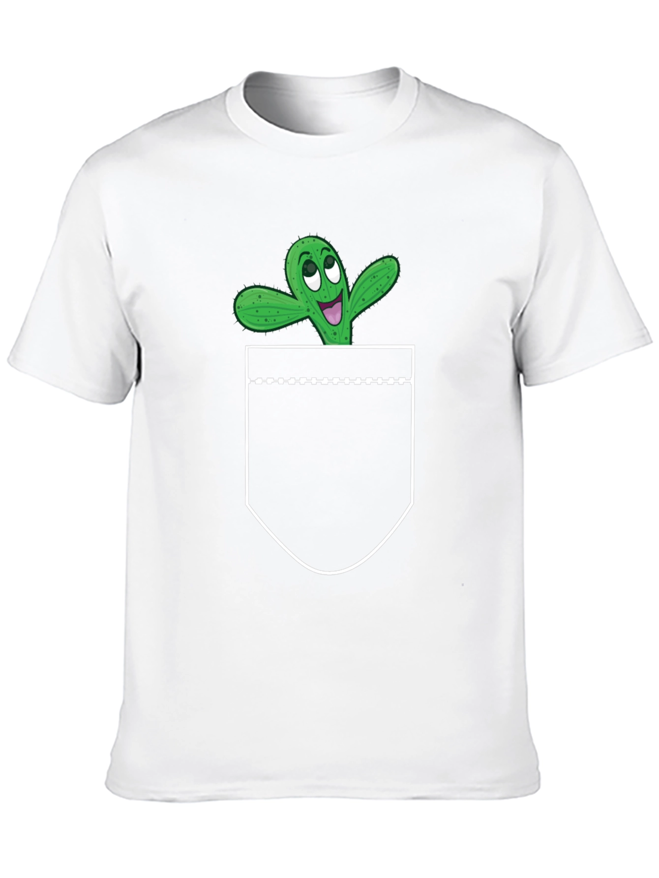 Cactus Pocket Graphic Tee - Fun Novelty T-Shirt