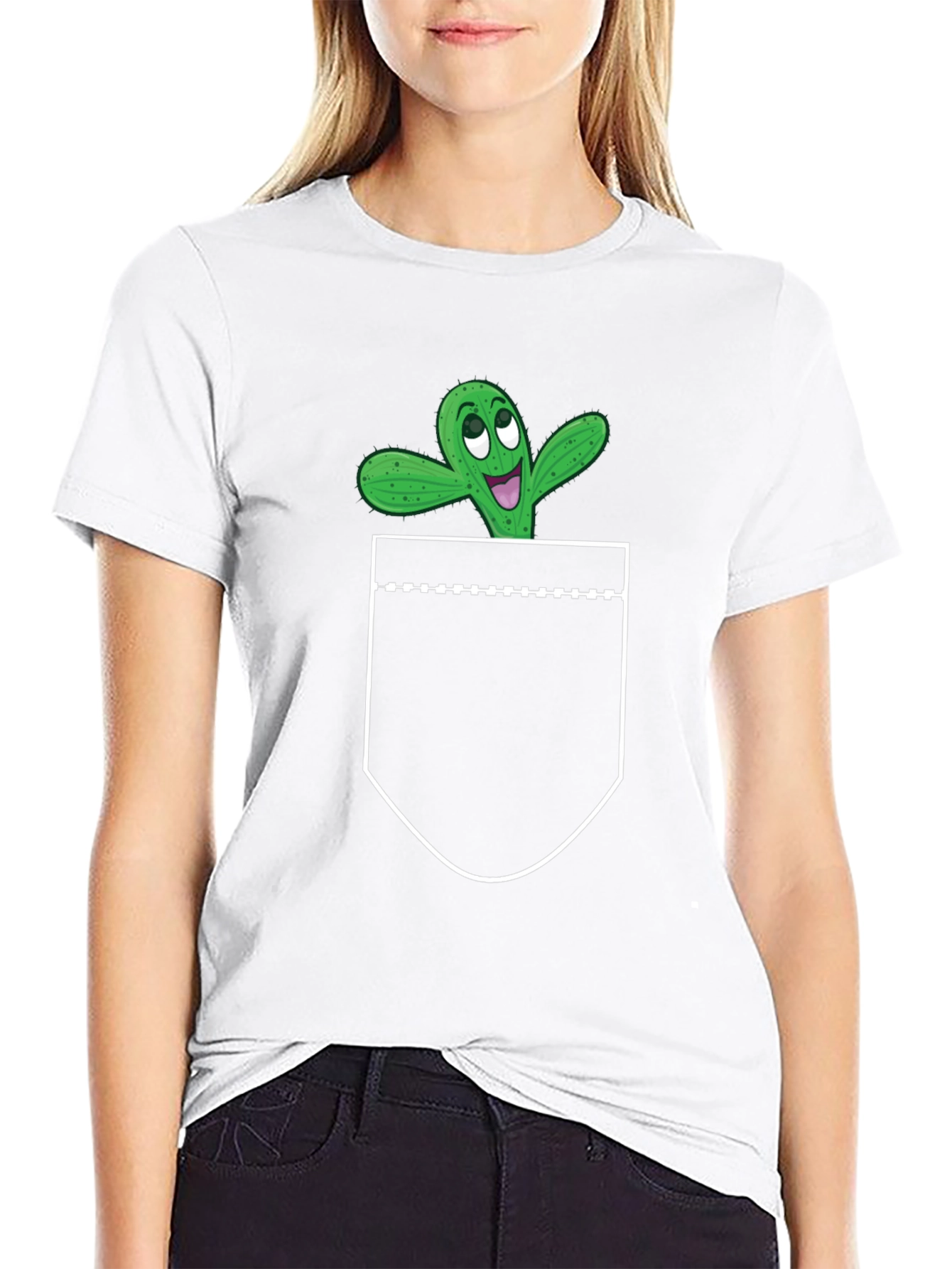 Cactus Pocket Graphic Tee - Fun Novelty T-Shirt