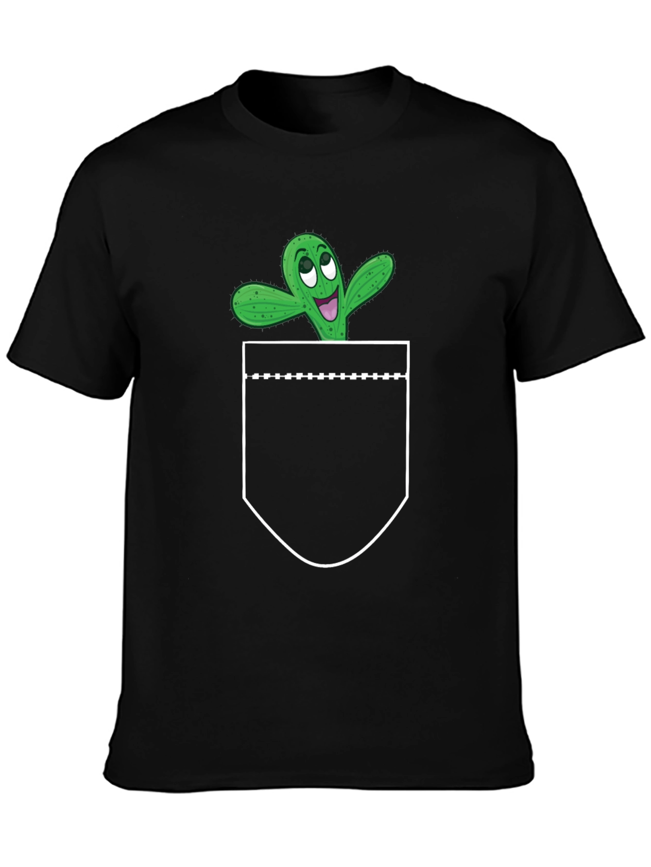 Cactus Pocket Graphic Tee - Fun Novelty T-Shirt
