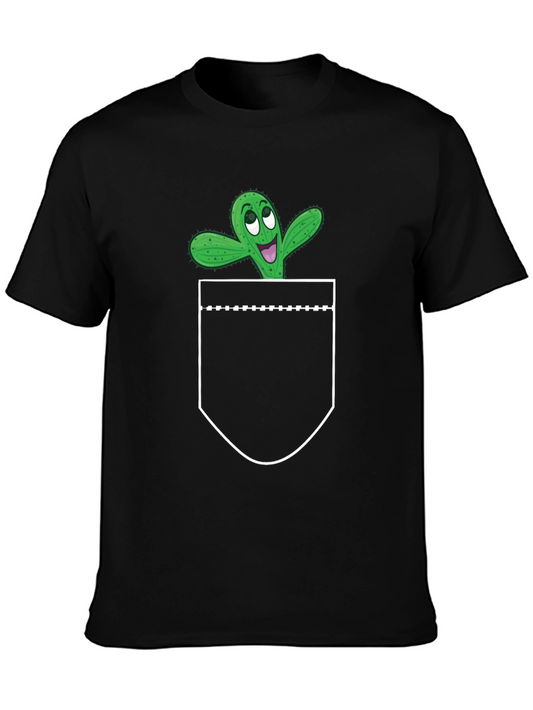 Cactus Pocket Graphic Tee - Fun Novelty T-Shirt