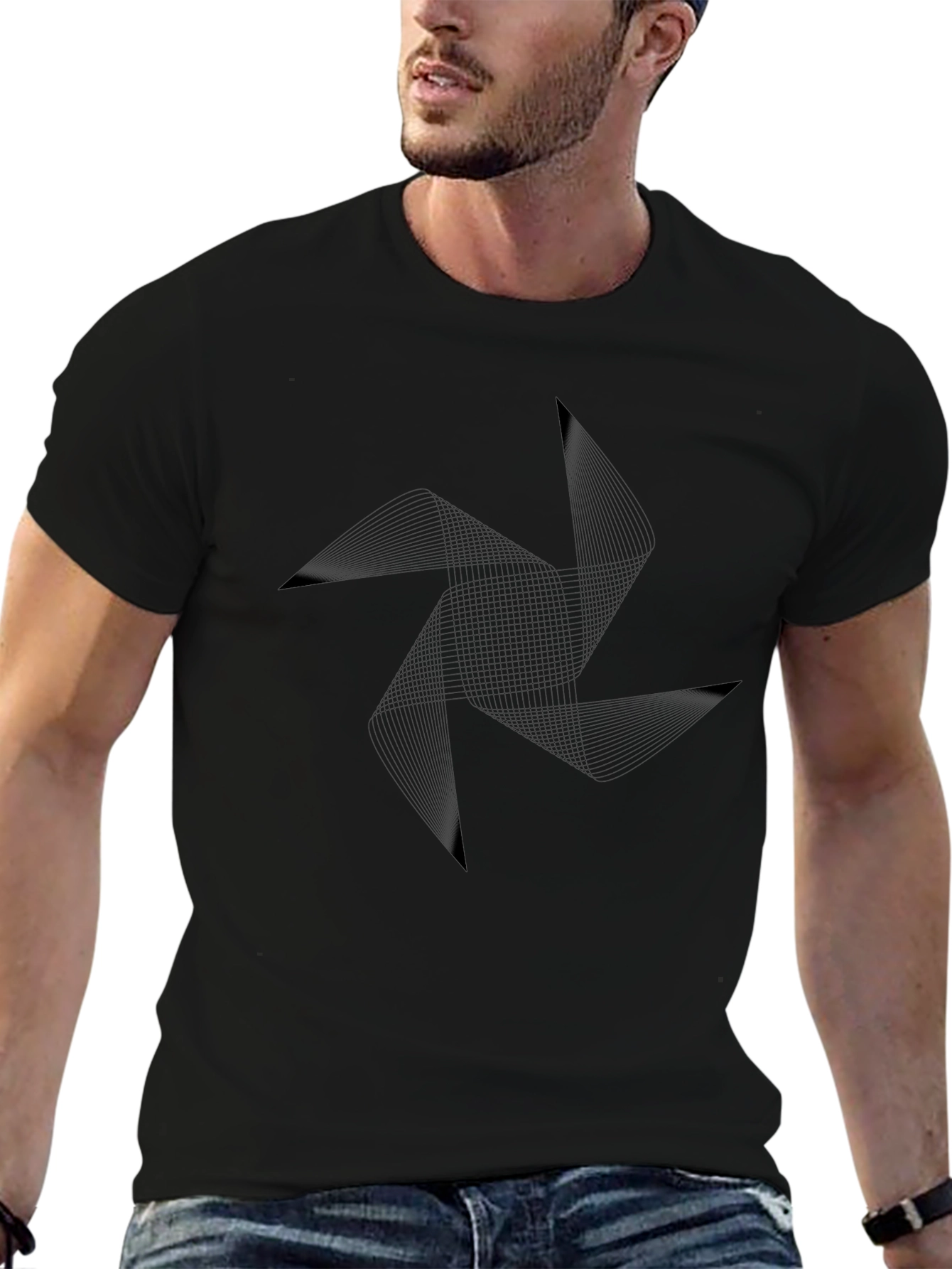 Abstract Geometric Tee - Modern Black Graphic T-Shirt