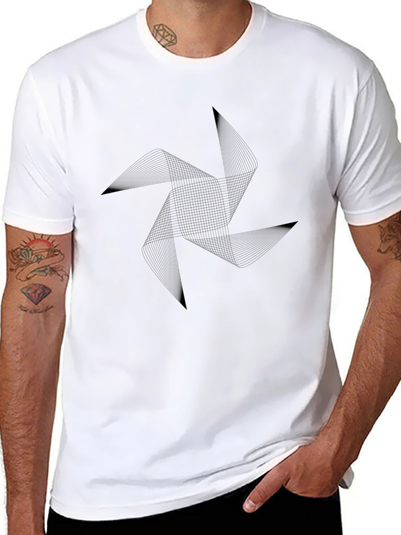 Abstract Geometric Tee - Modern Black Graphic T-Shirt
