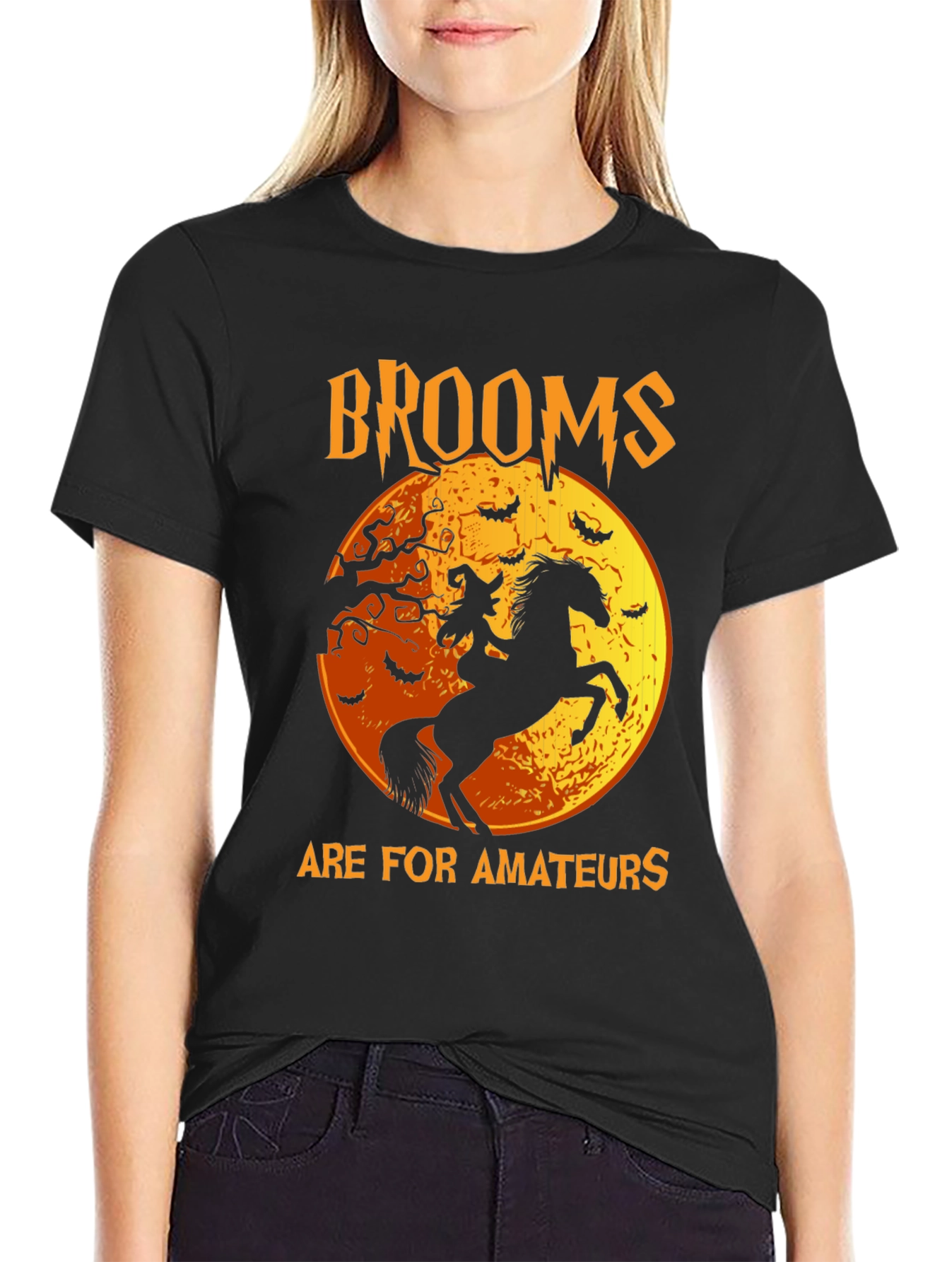 Halloween Witch & Horse Graphic Tee