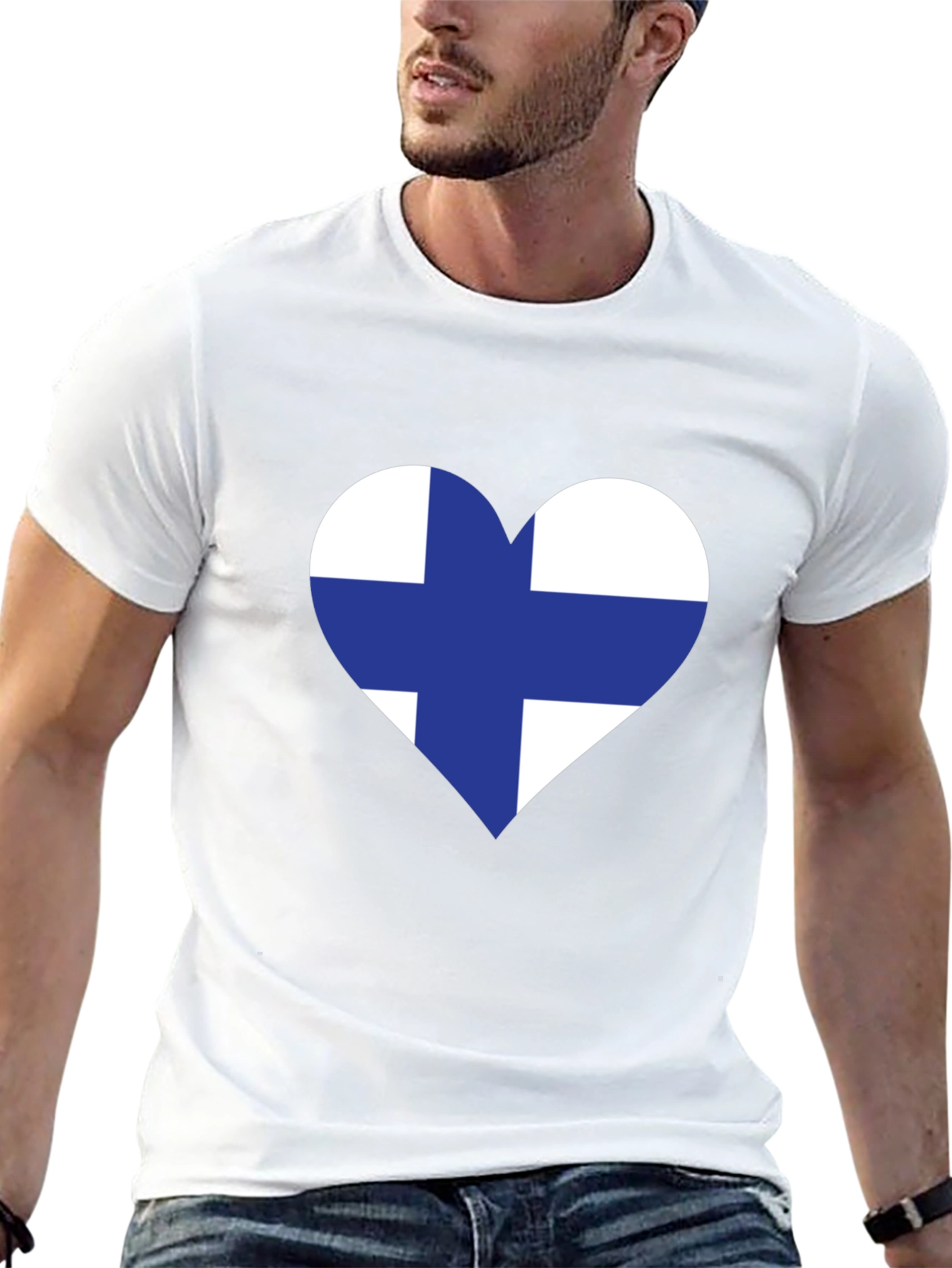 Finland Heart Flag Black T-Shirt