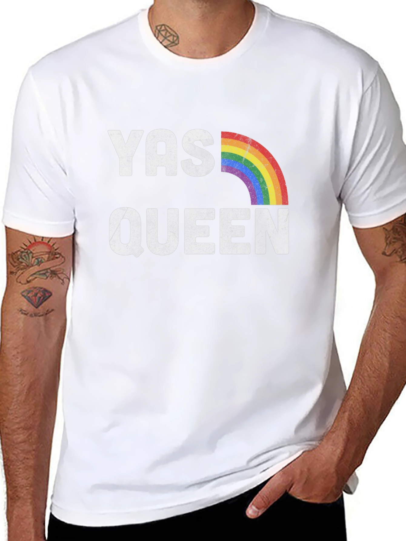 YAS QUEEN Rainbow Graphic T-Shirt - LGBTQ+ Pride Tee