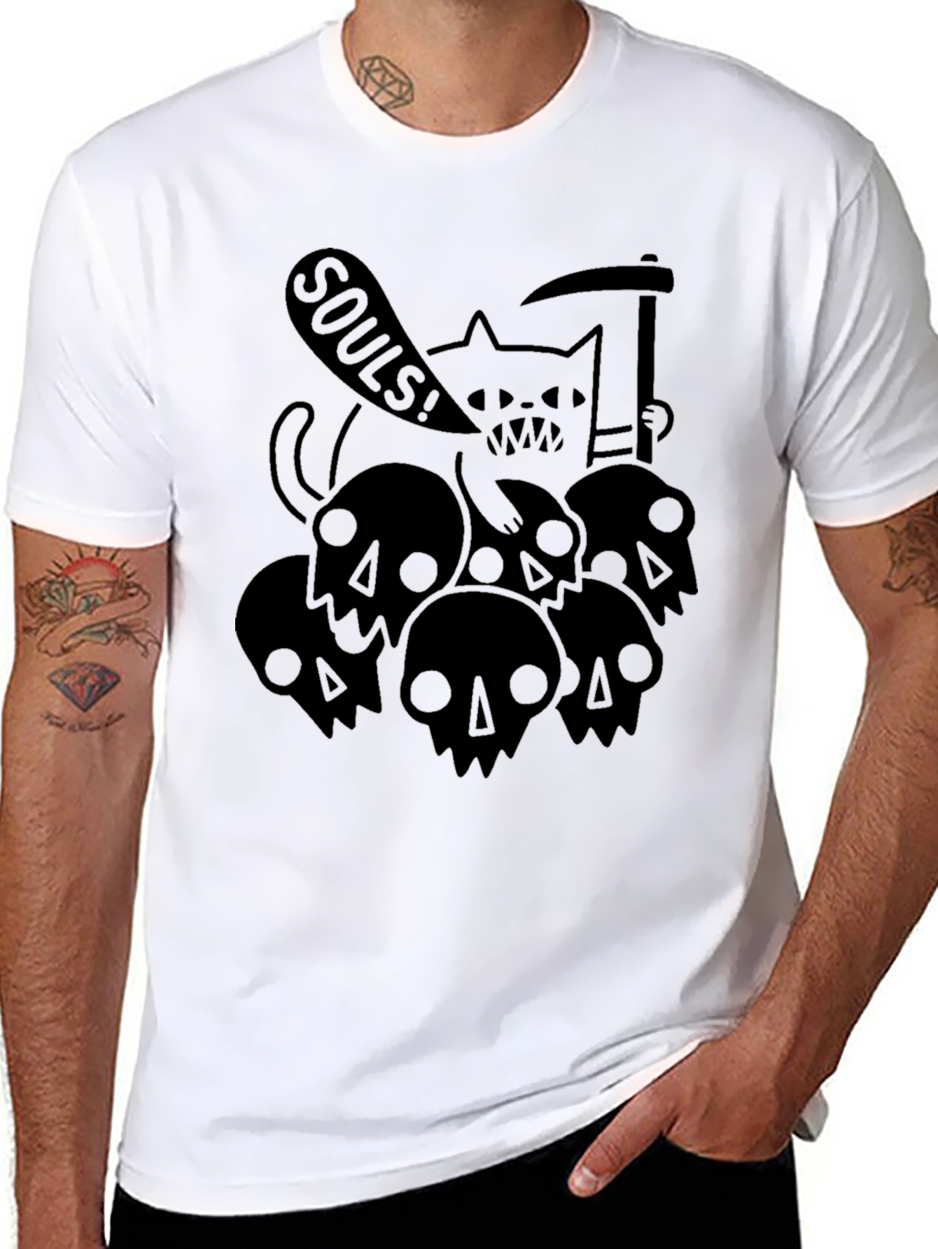 Grim Reaper Cat T-Shirt - Soul Collector Design