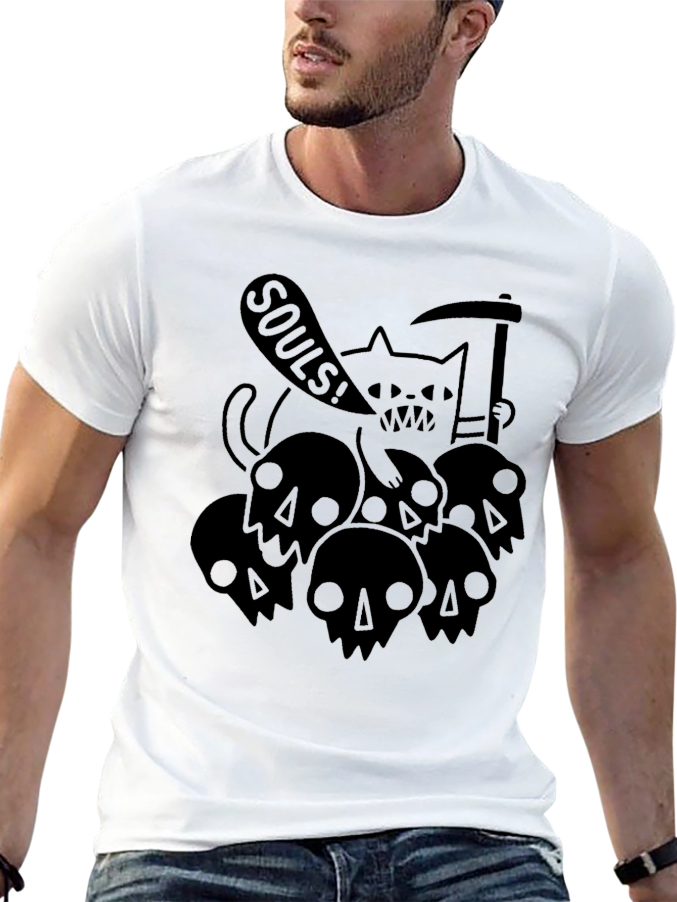 Grim Reaper Cat T-Shirt - Soul Collector Design