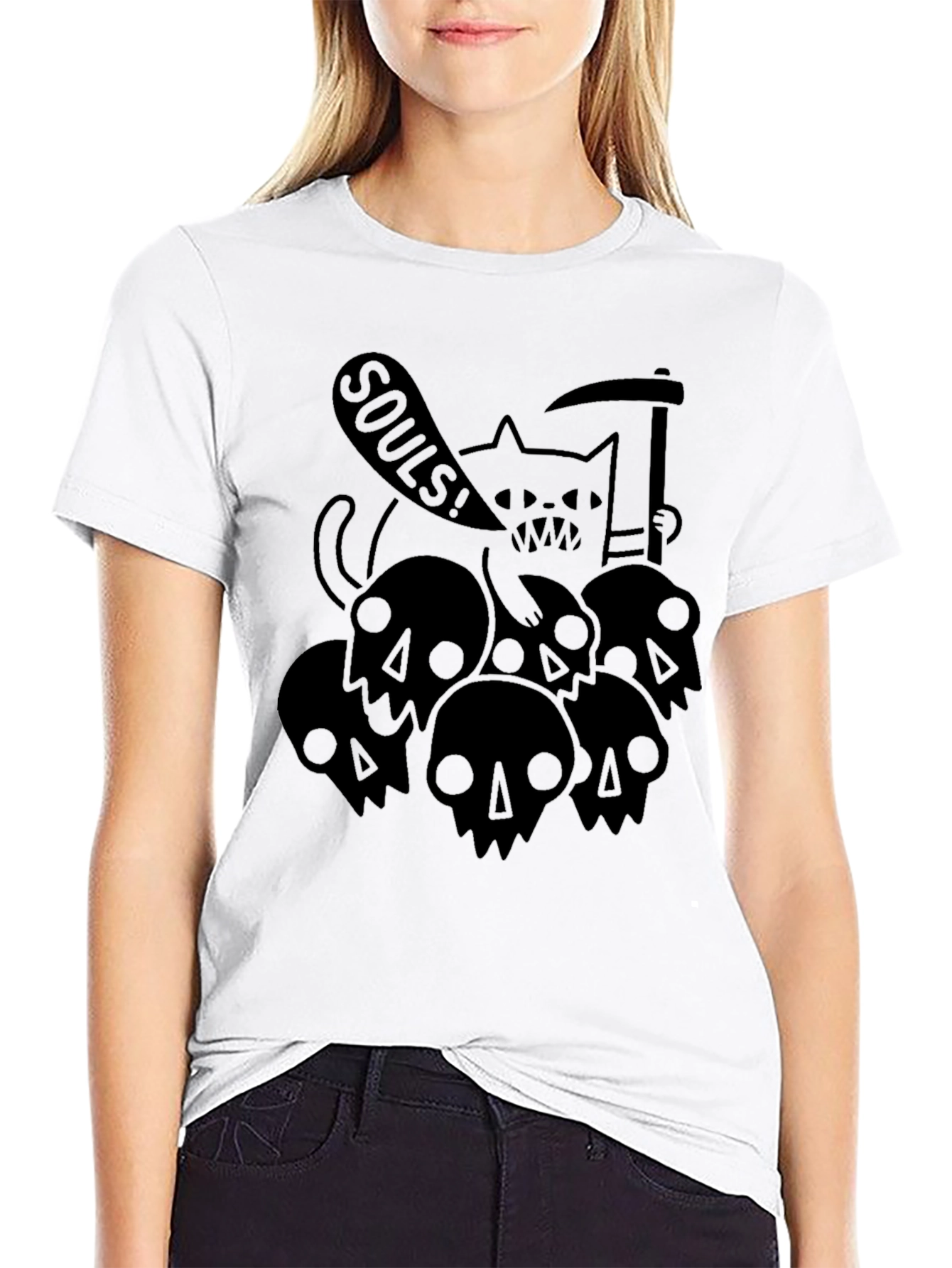 Grim Reaper Cat T-Shirt - Soul Collector Design