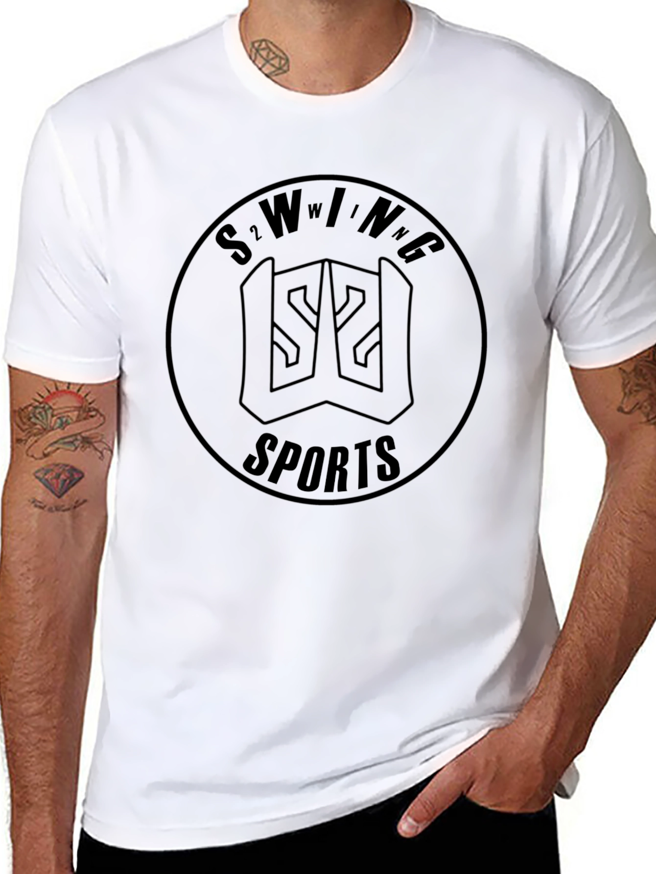 S2wing Sports Black Graphic Tee - Modern Style