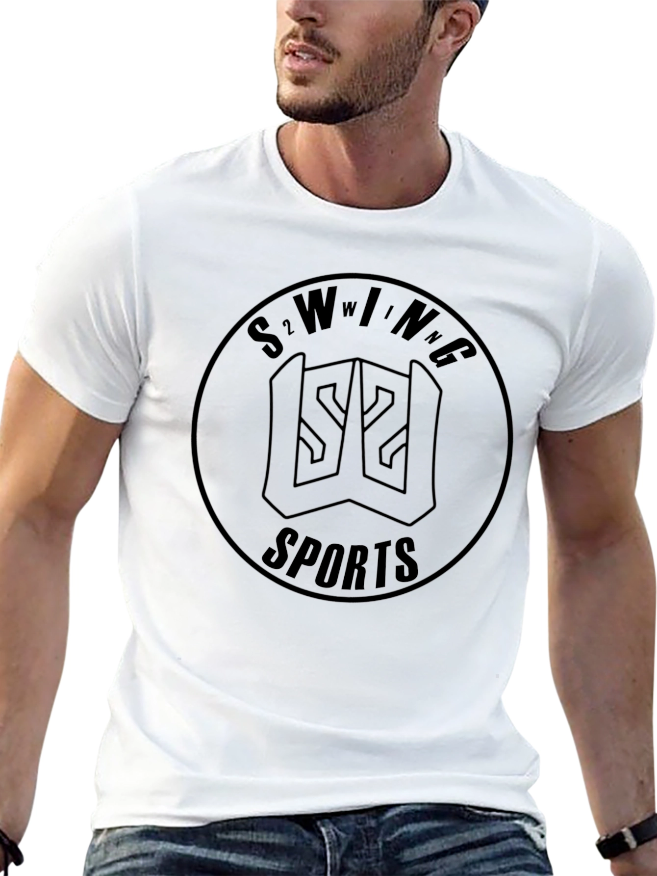 S2wing Sports Black Graphic Tee - Modern Style
