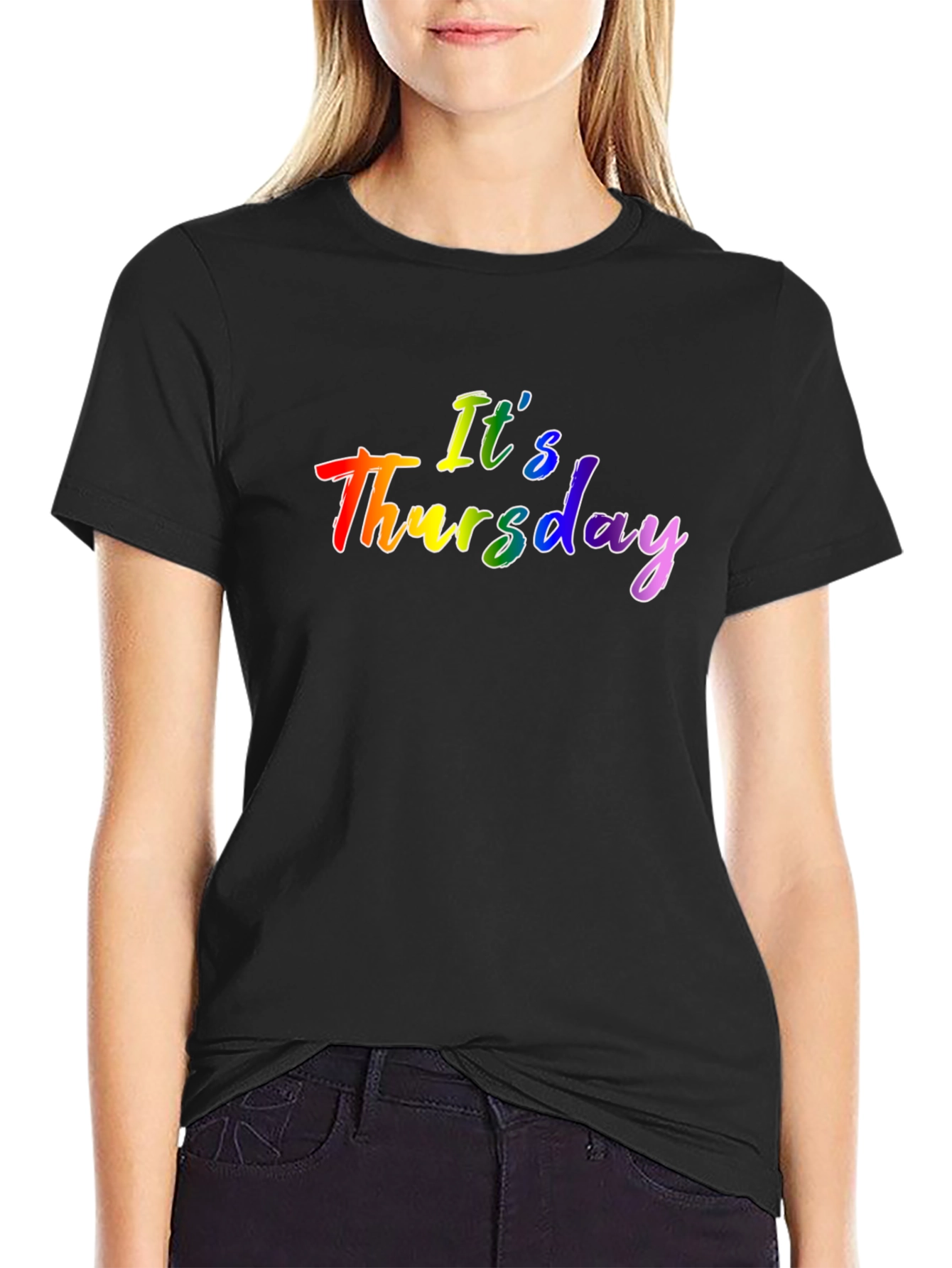Its Thursday Rainbow Graphic Black T-Shirt