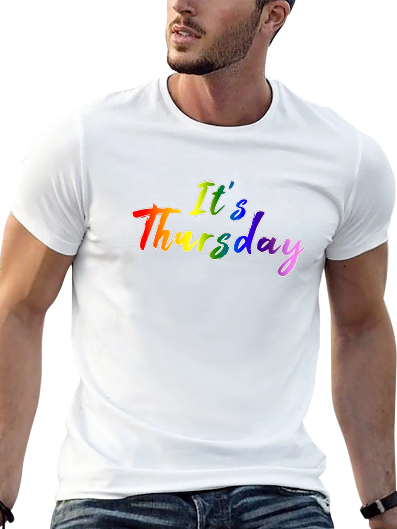 Its Thursday Rainbow Graphic Black T-Shirt