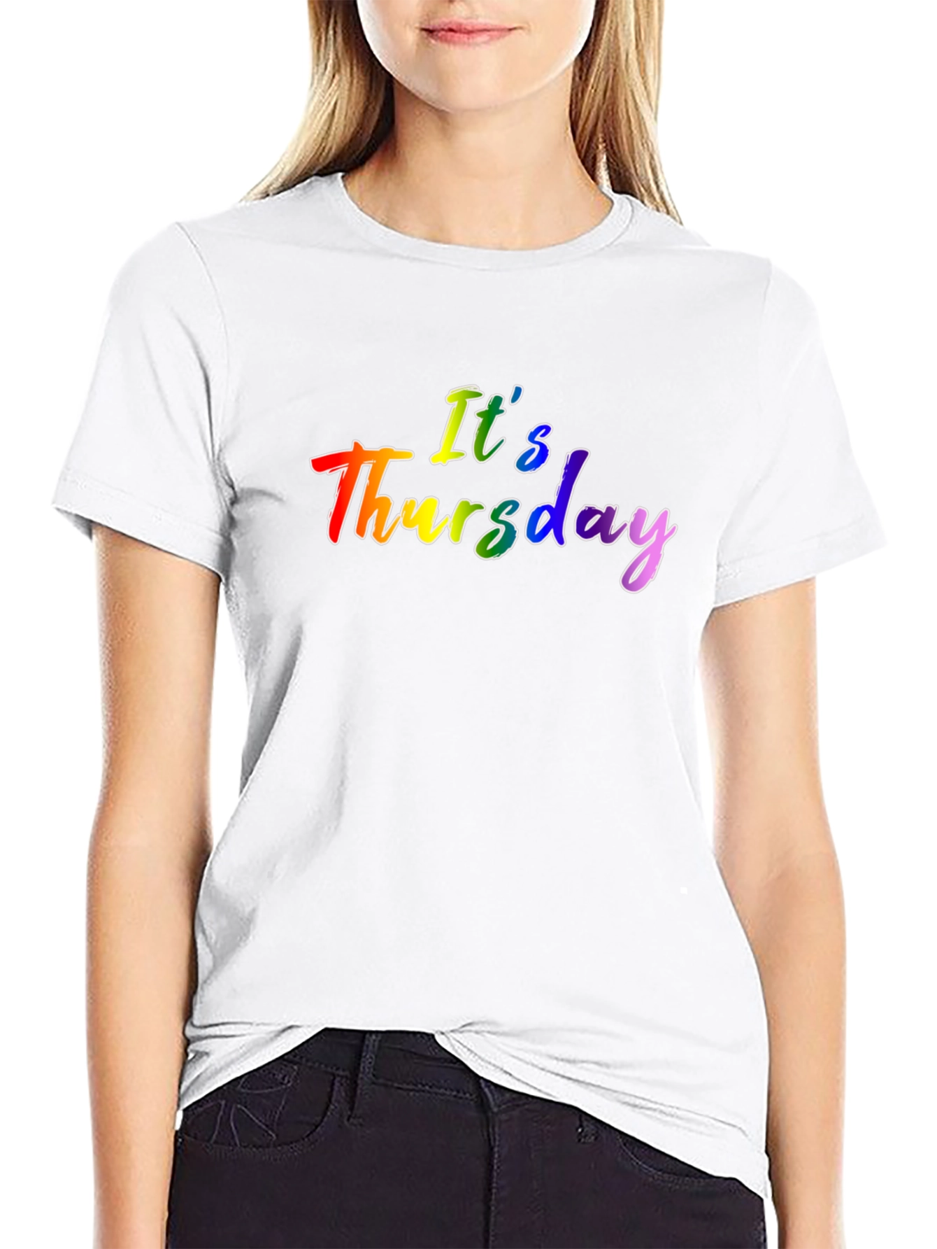 Its Thursday Rainbow Graphic Black T-Shirt