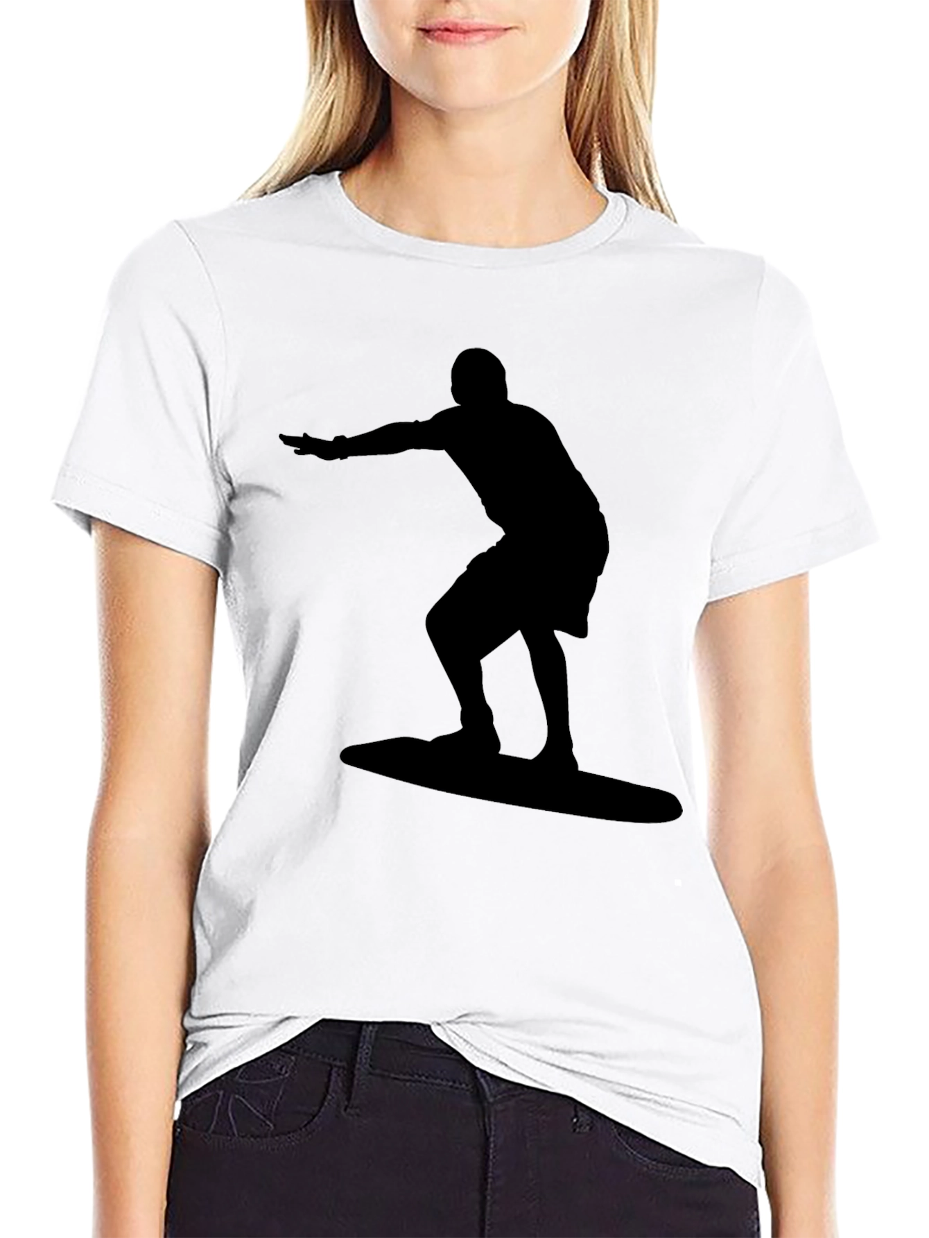 Surfer Silhouette Graphic Tee - Black