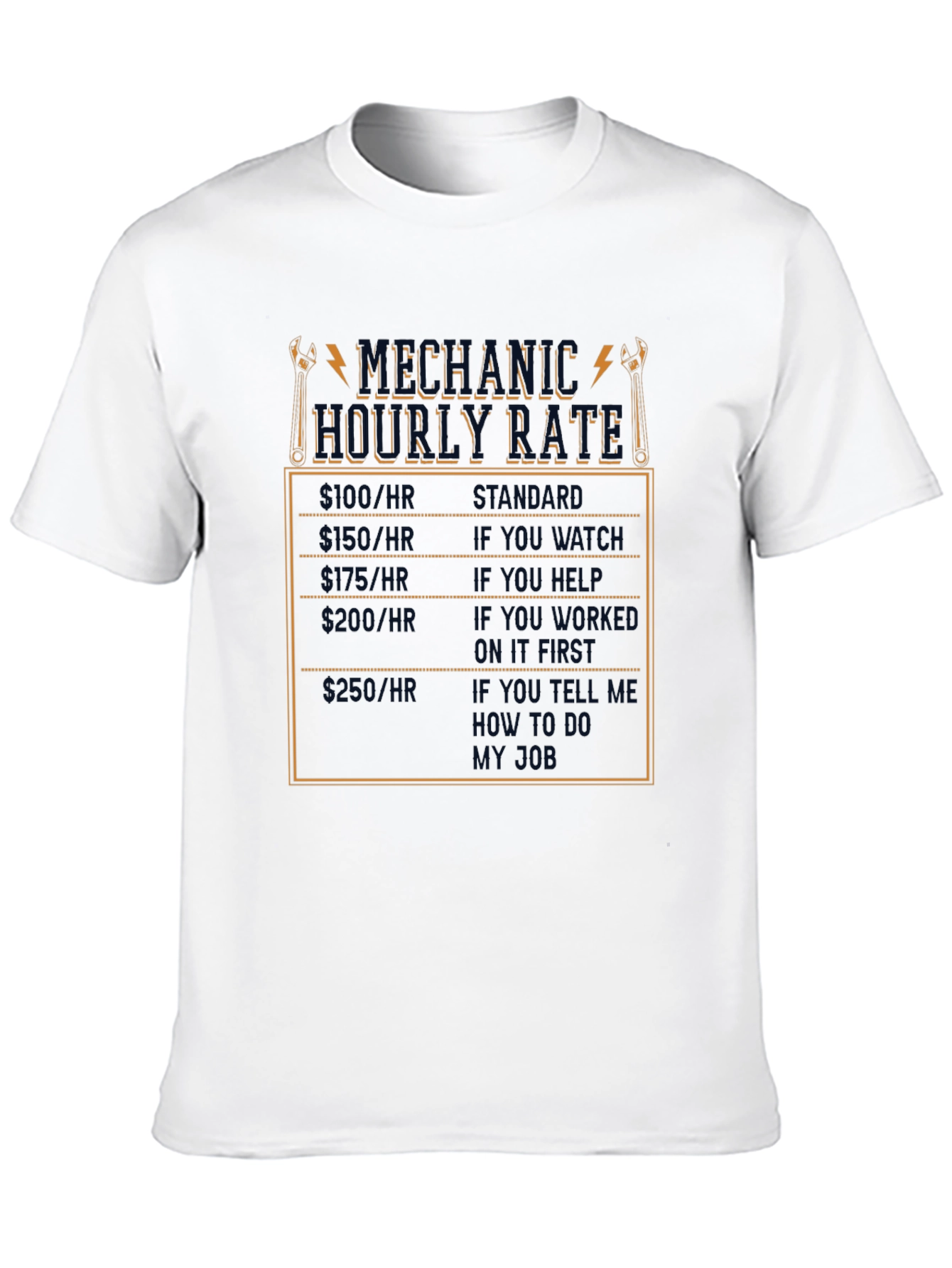 Mechanic Hourly Rate Humor T-Shirt