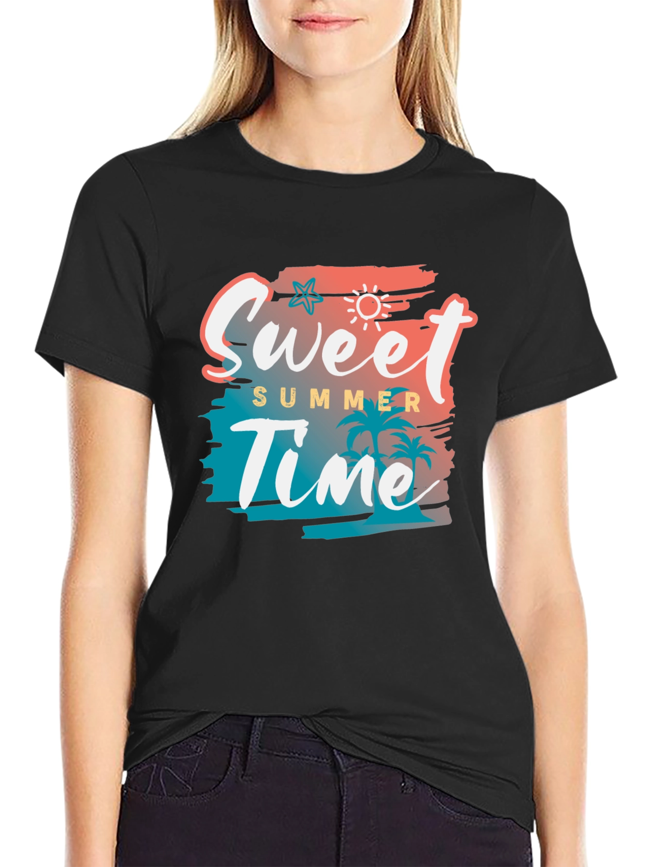 Sweet Summer Time Black Graphic Tee