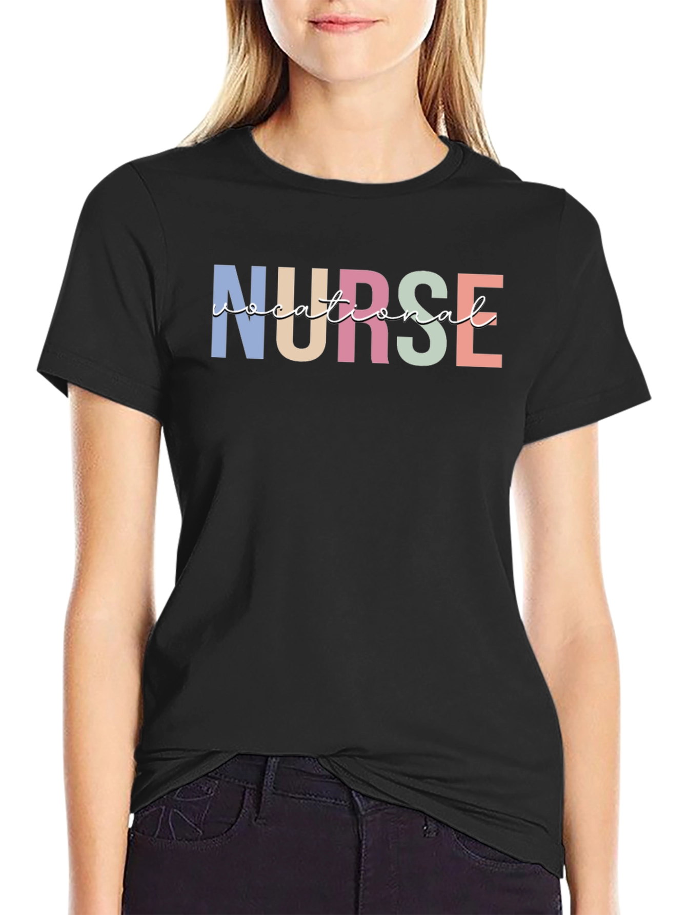 Vocational Nurse T-Shirt - Black Cotton Blend