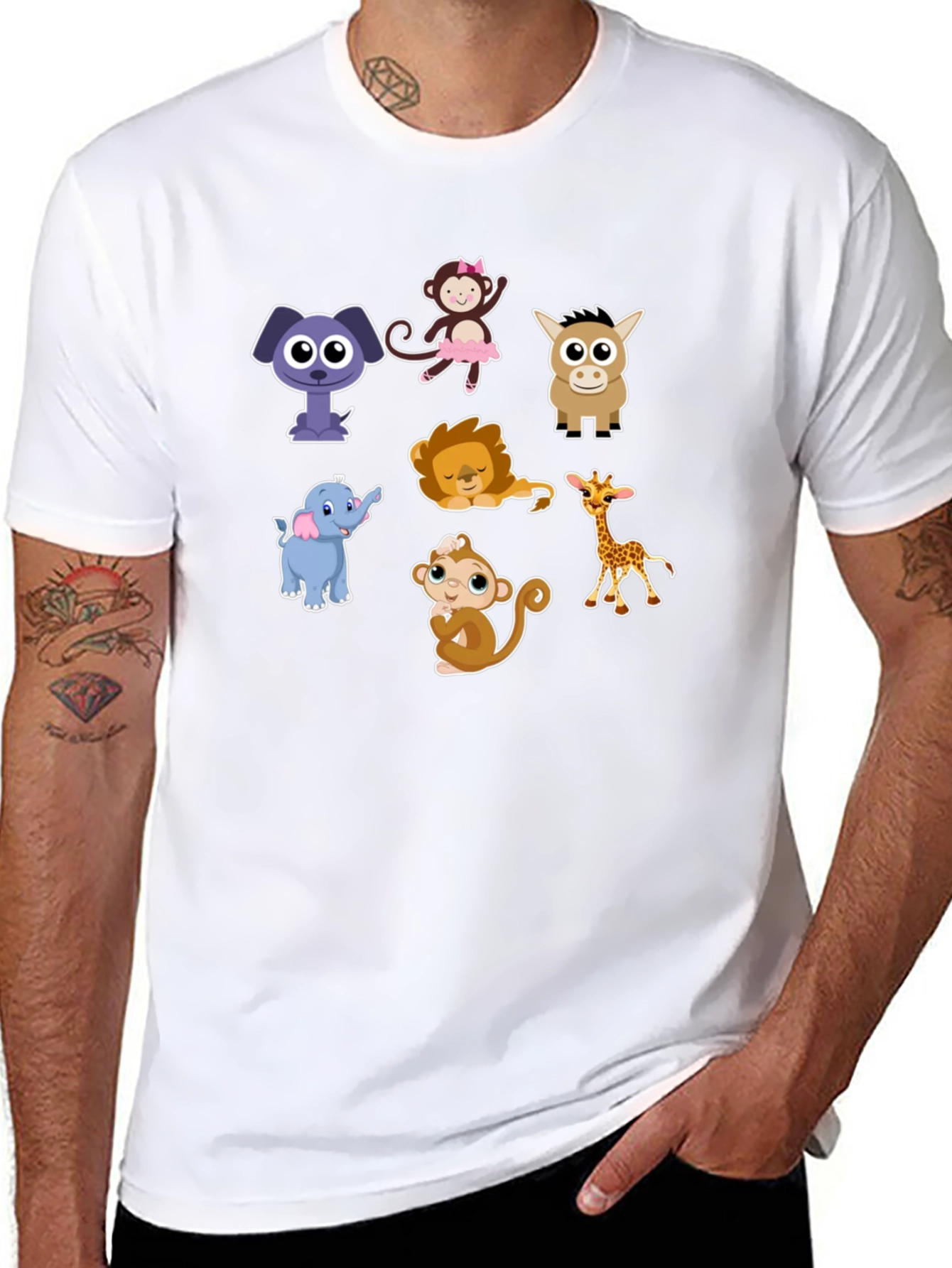 Cute Cartoon Animals Graphic Tee