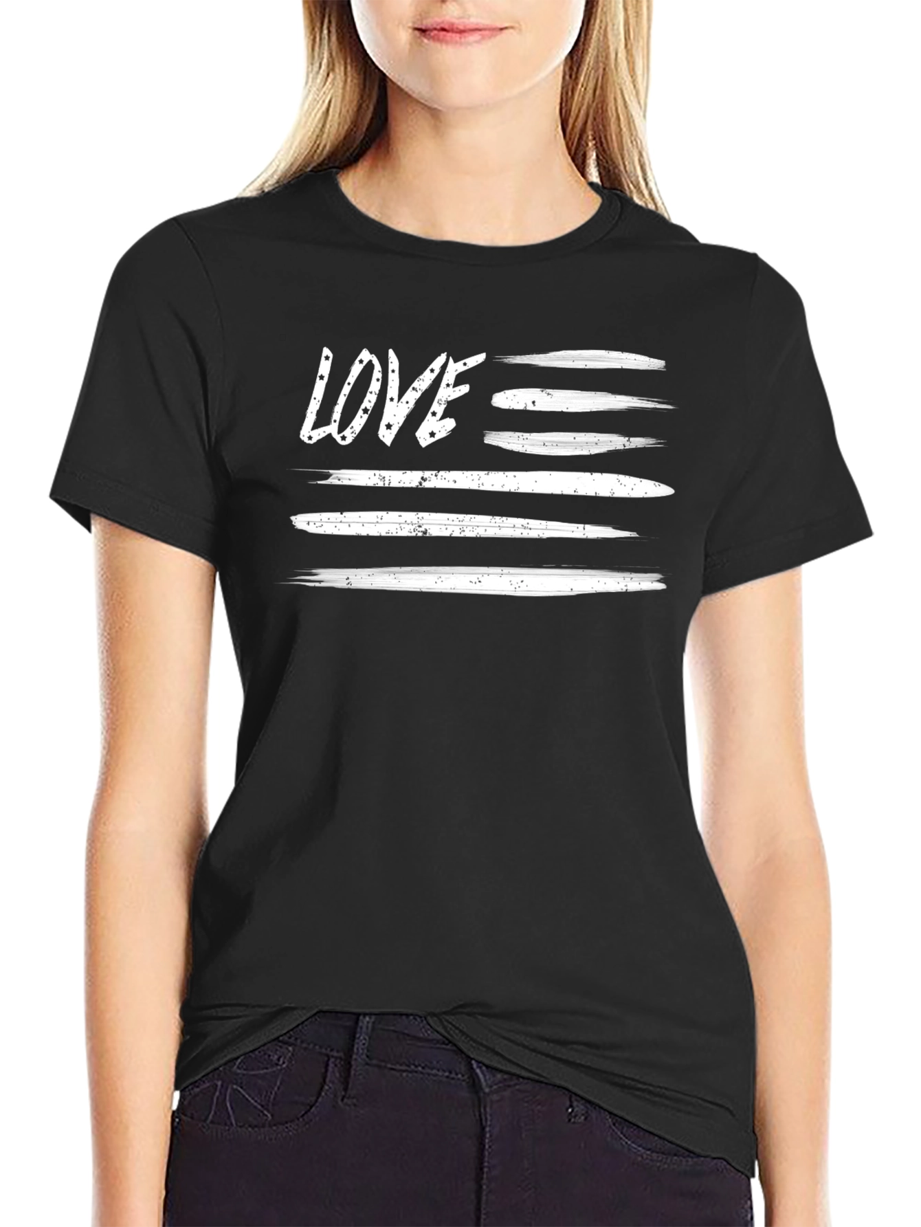 LOVE Stripes Graphic Tee - Patriotic Style!