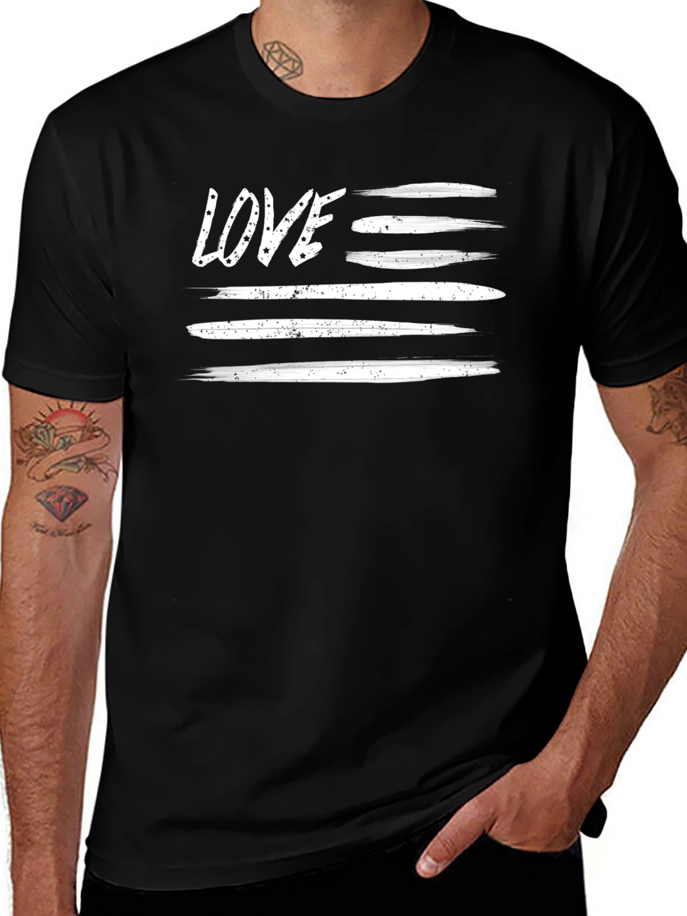 LOVE Stripes Graphic Tee - Patriotic Style!