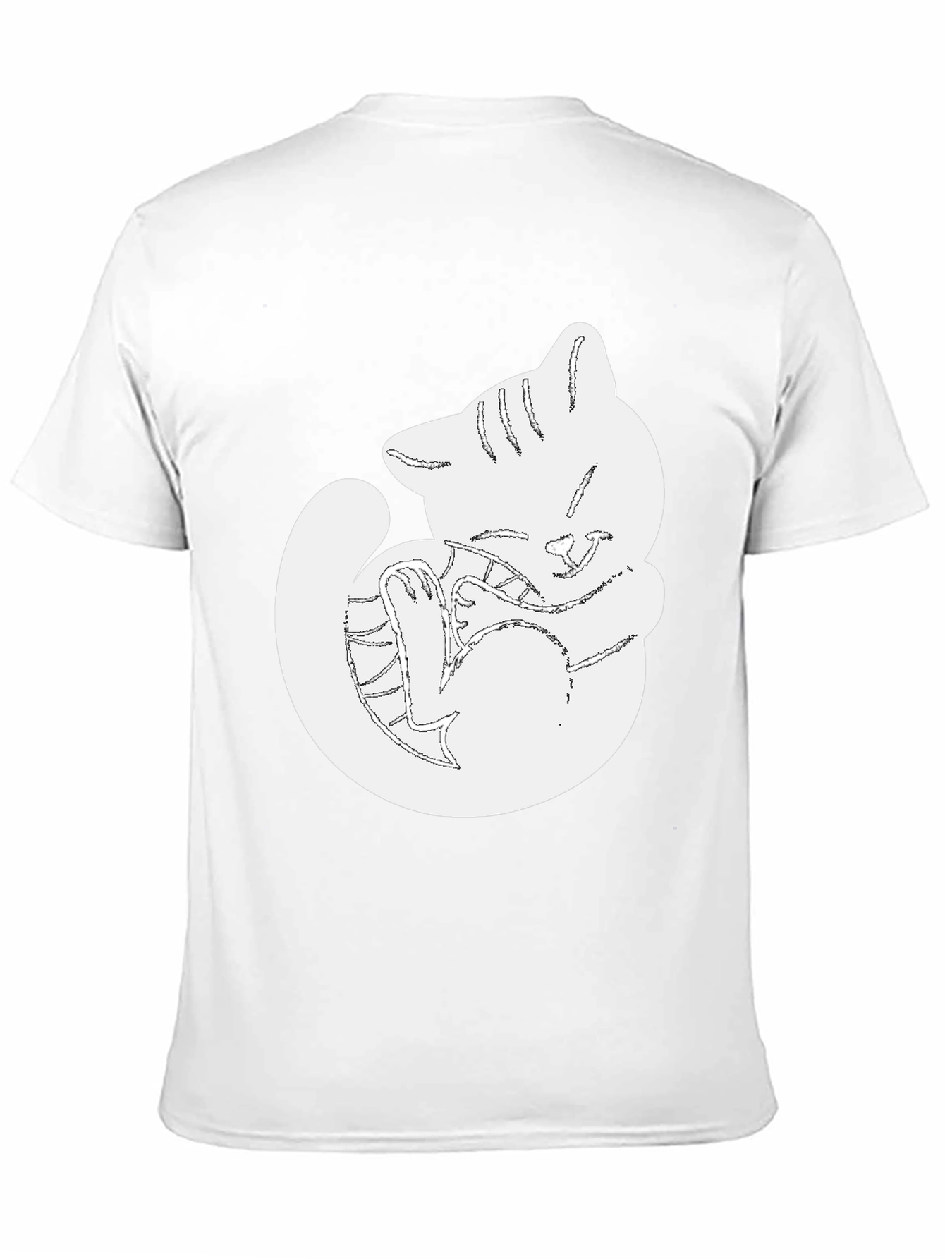 Cute Cat Outline Black T-Shirt