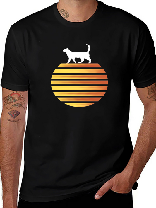Retro Cat Sunset Graphic Tee