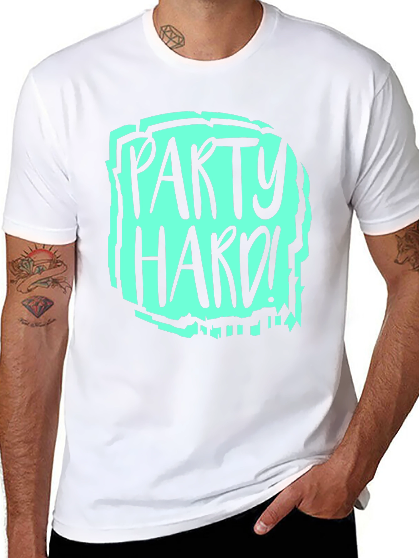 Party Hard Graphic T-Shirt - Black Crew Neck Tee