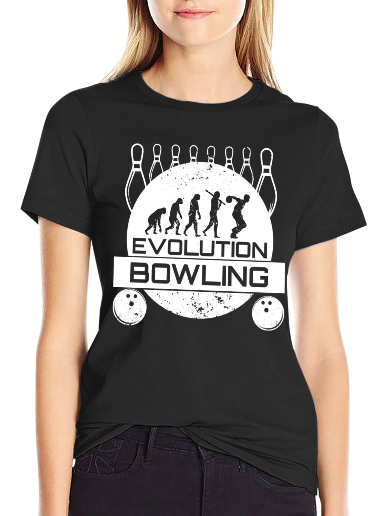 Evolution of Bowling Black Graphic Tee