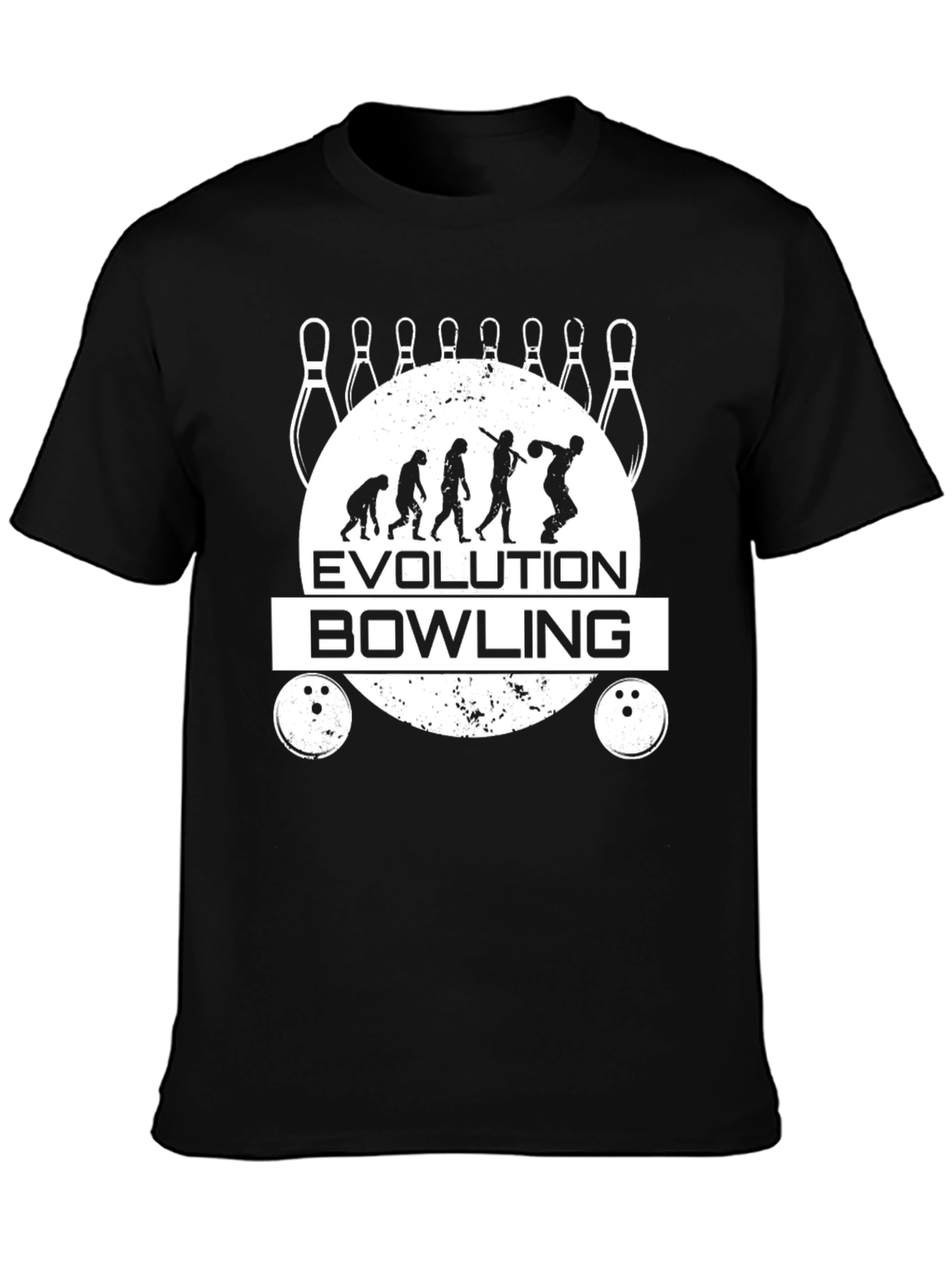 Evolution of Bowling Black Graphic Tee