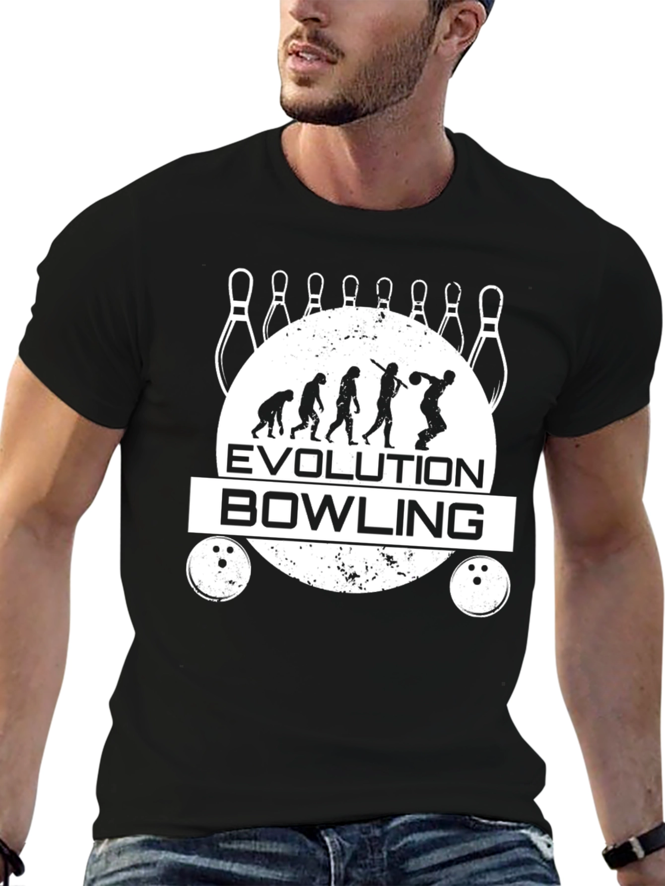 Evolution of Bowling Black Graphic Tee
