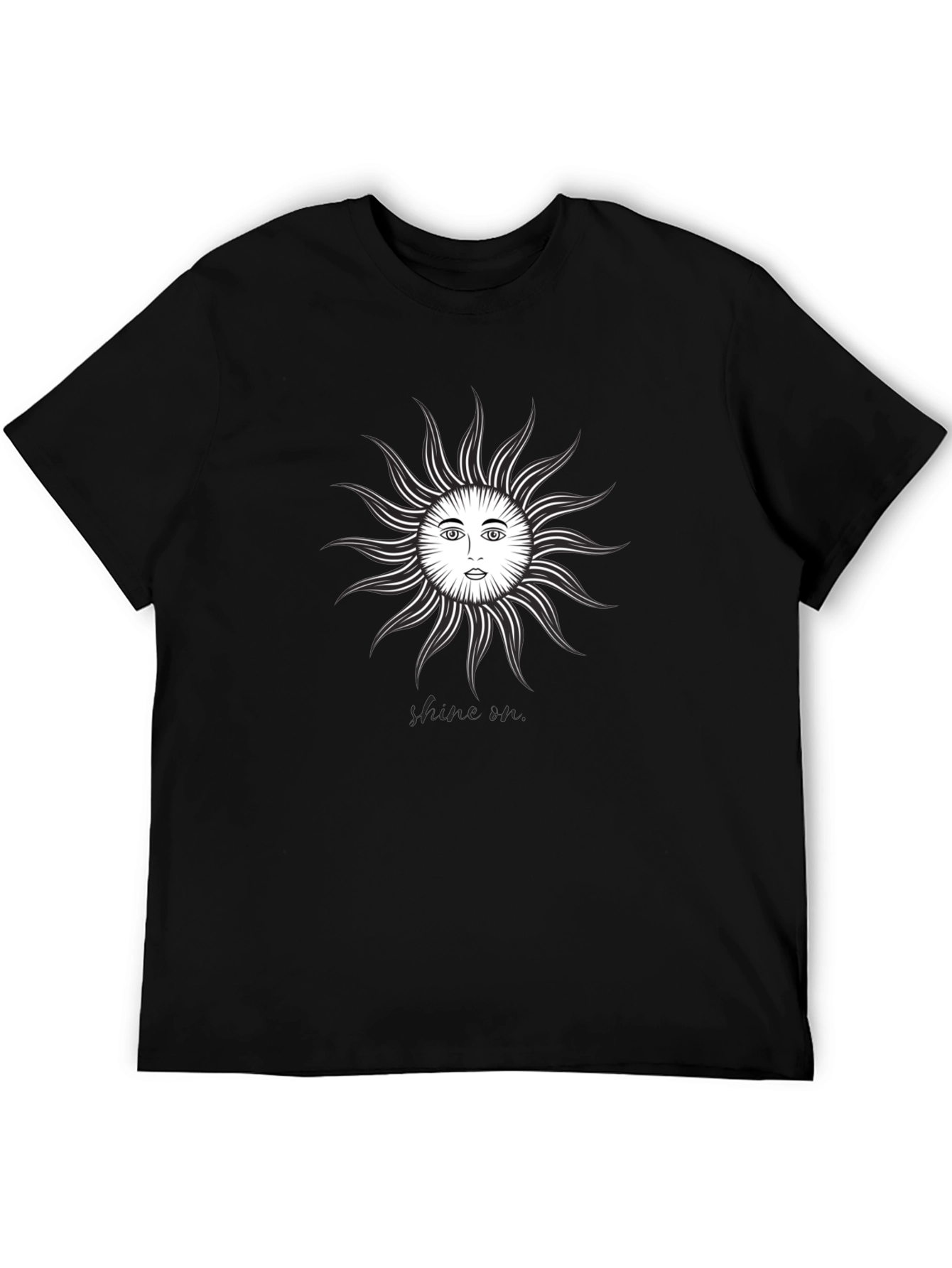 Sun Face Graphic Tee - Black Cotton T-Shirt