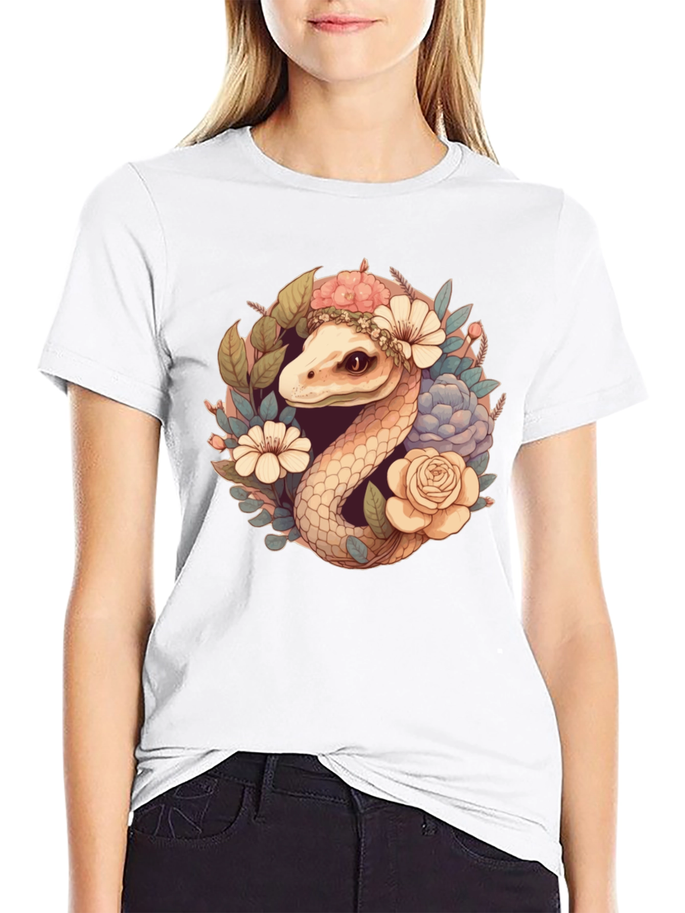 Floral Snake Graphic Tee - Stylish Comfort