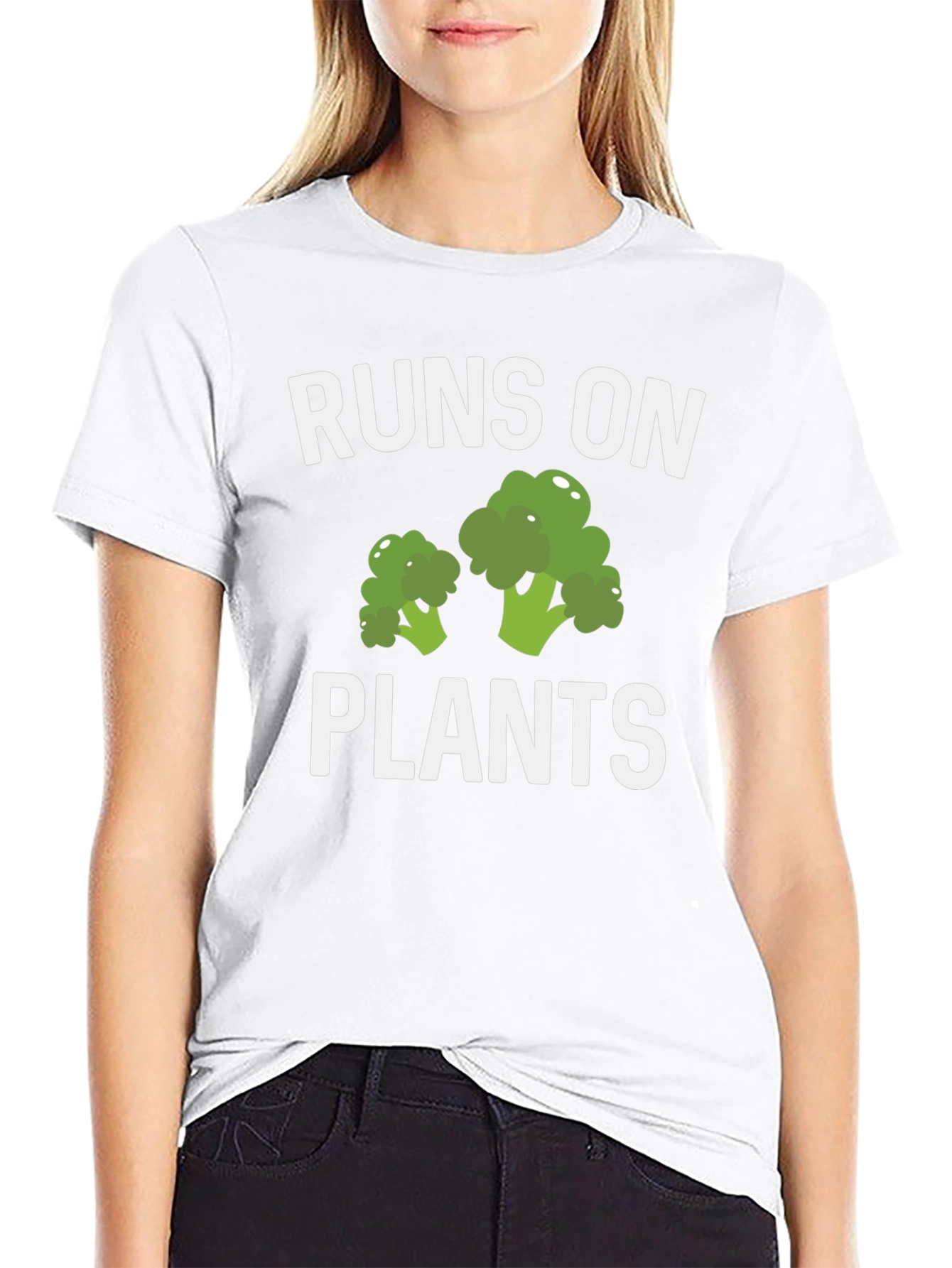 Runs On Plants T-Shirt Vegan Broccoli Graphic Tee