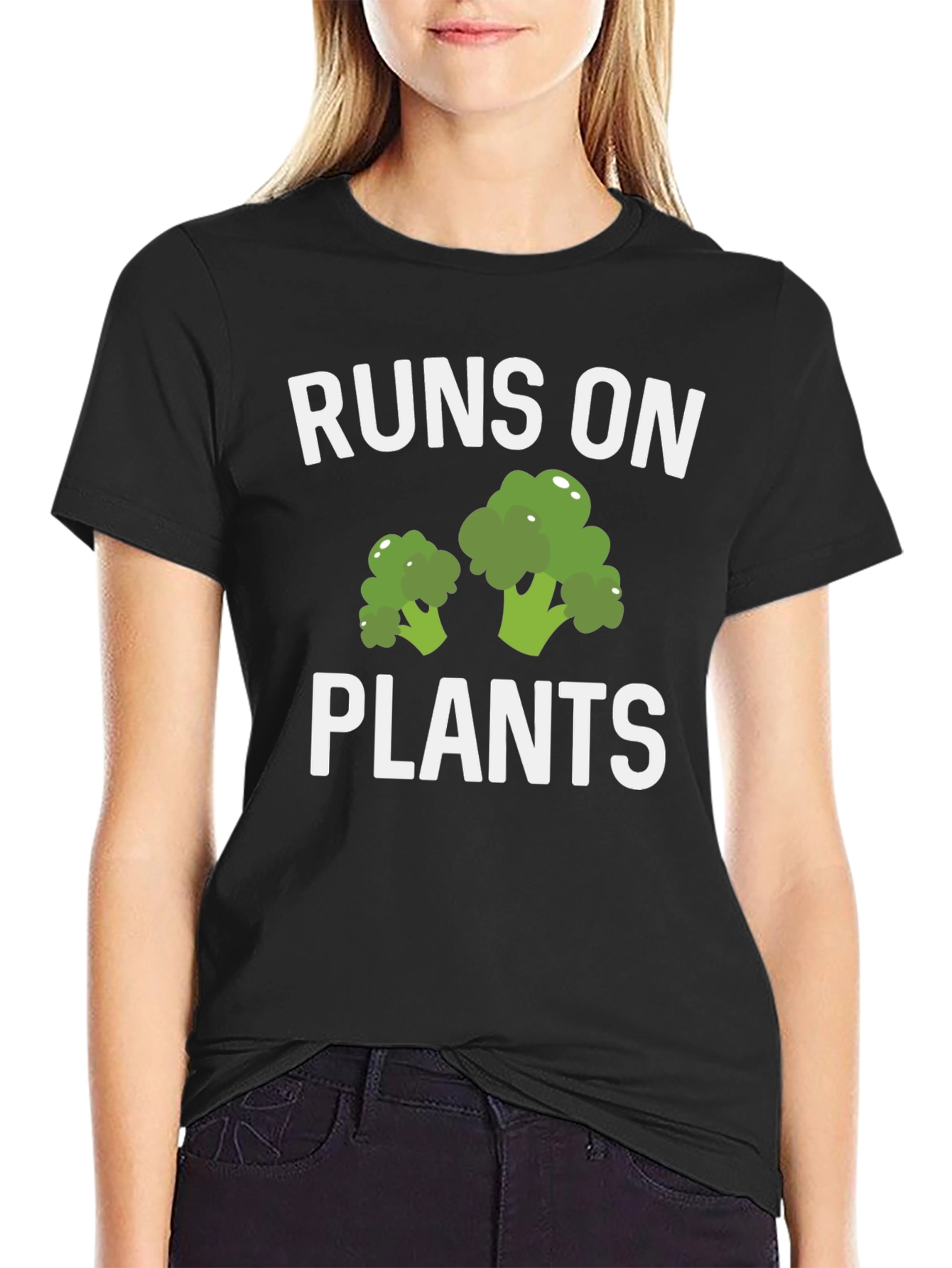 Runs On Plants T-Shirt Vegan Broccoli Graphic Tee