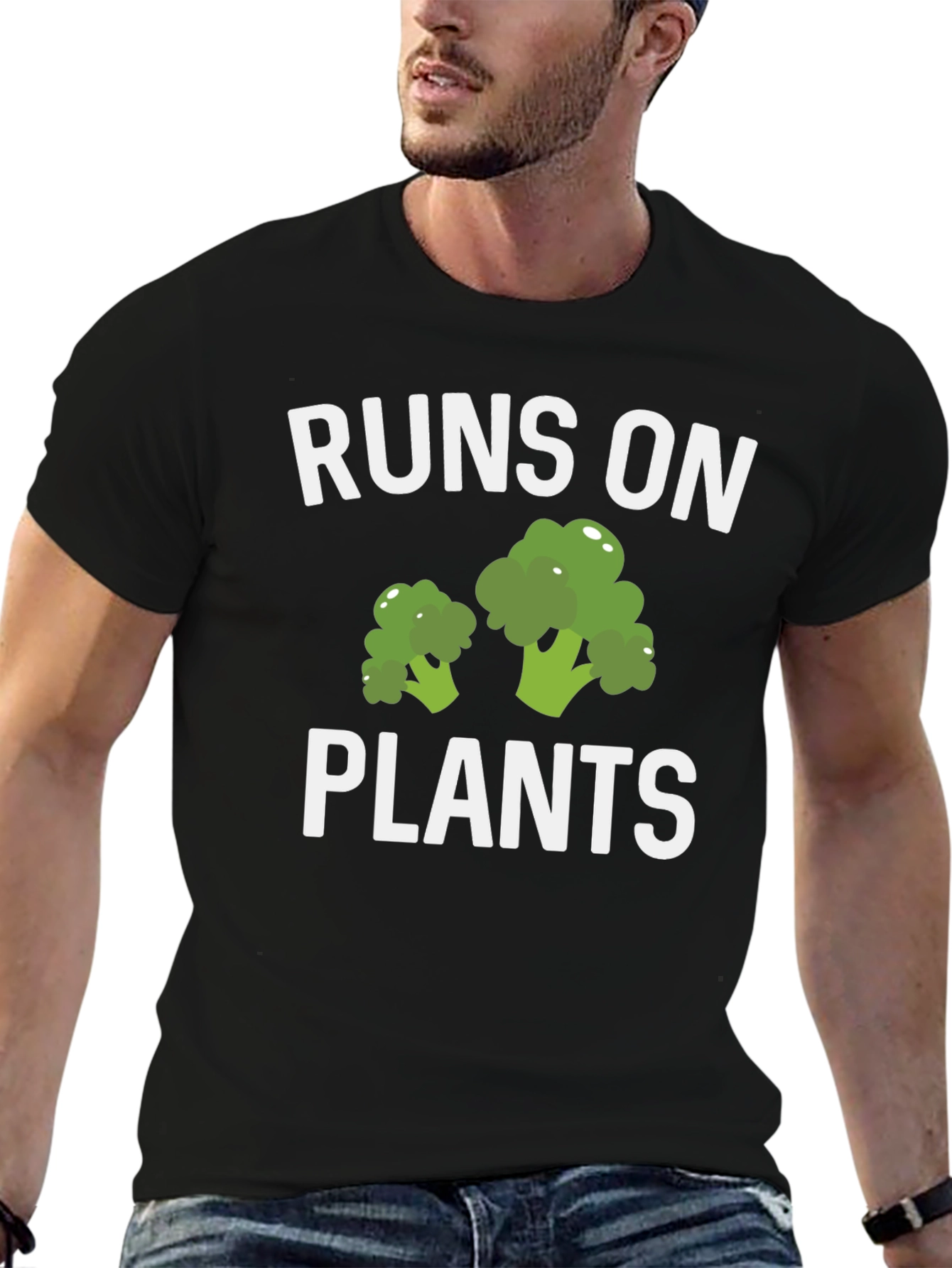 Runs On Plants T-Shirt Vegan Broccoli Graphic Tee