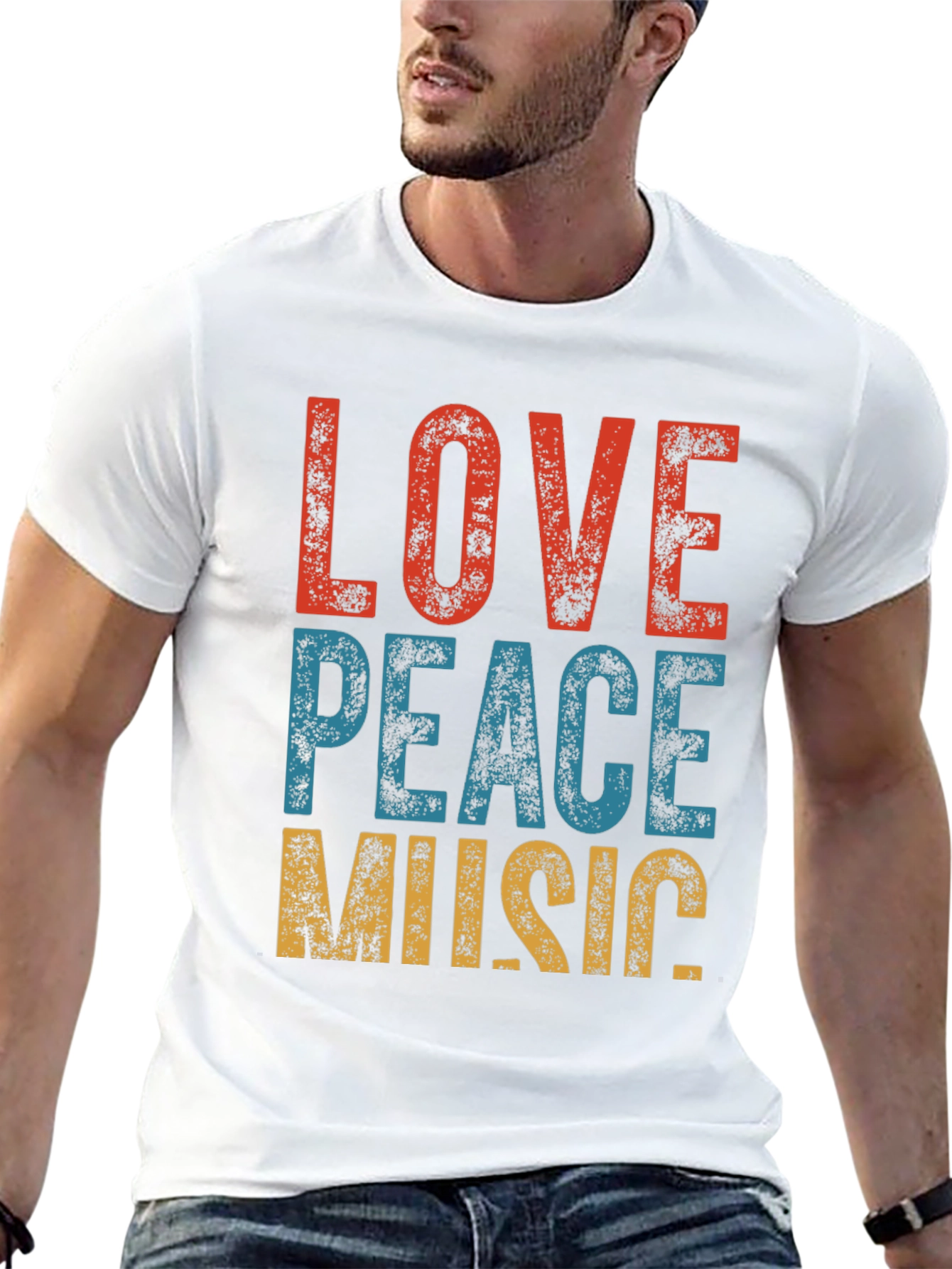 Retro Love Peace Music Graphic Tee