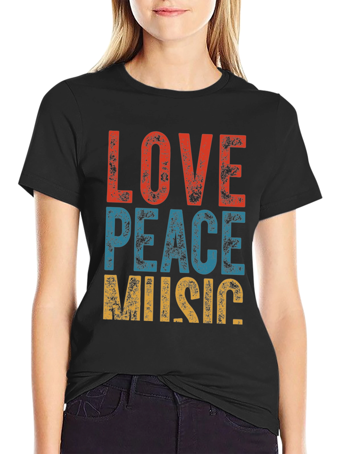 Retro Love Peace Music Graphic Tee