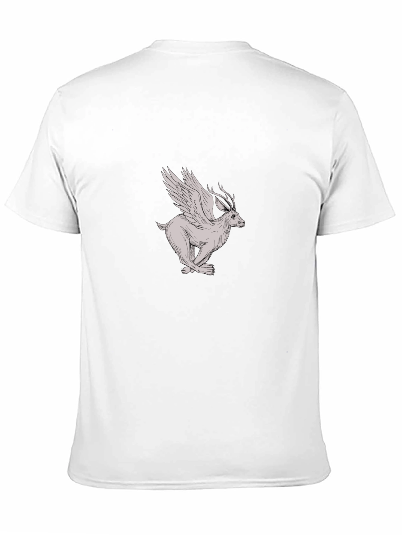 Winged Deer Graphic Tee - Black Cotton Shirt