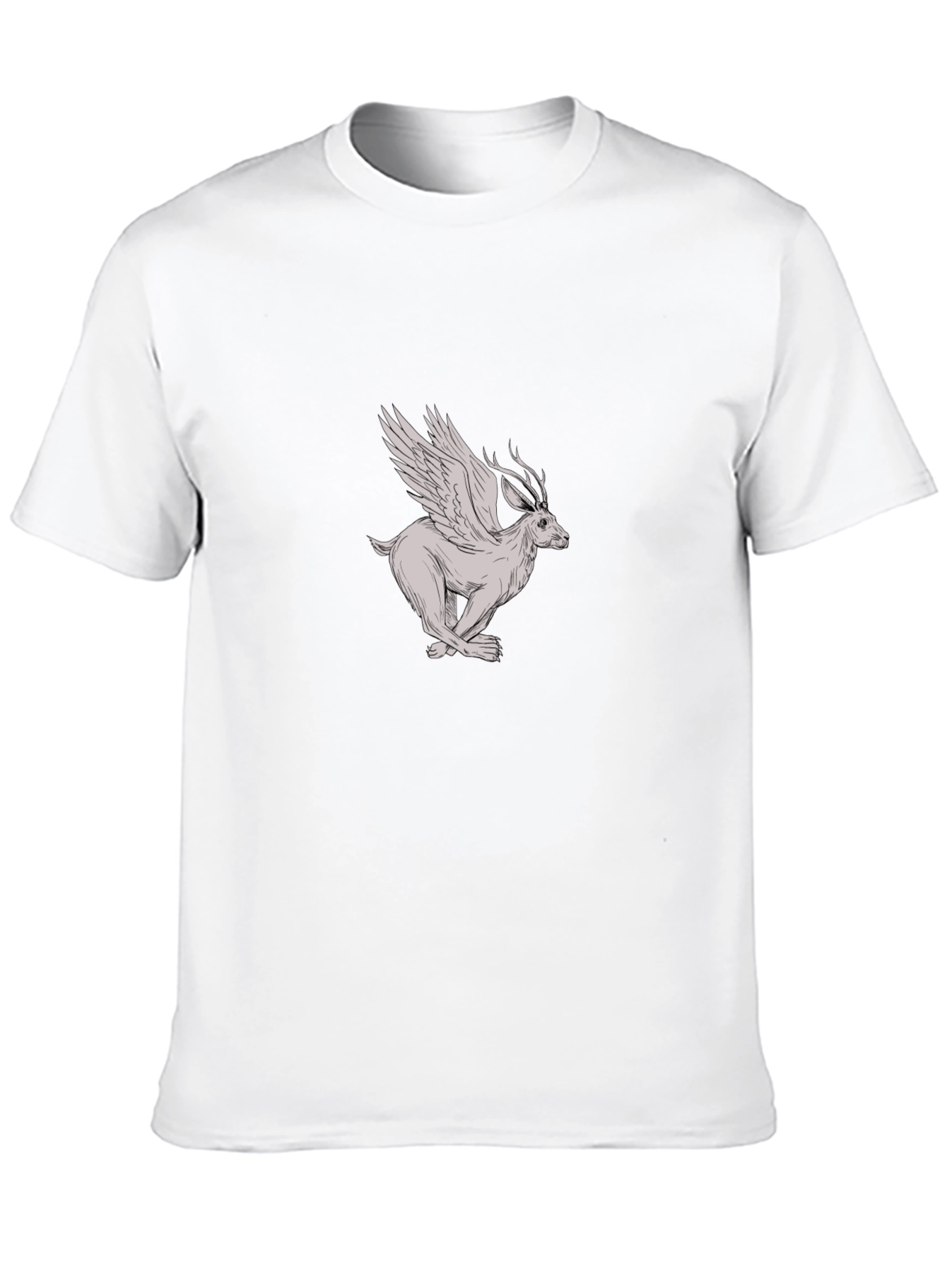 Winged Deer Graphic Tee - Black Cotton Shirt