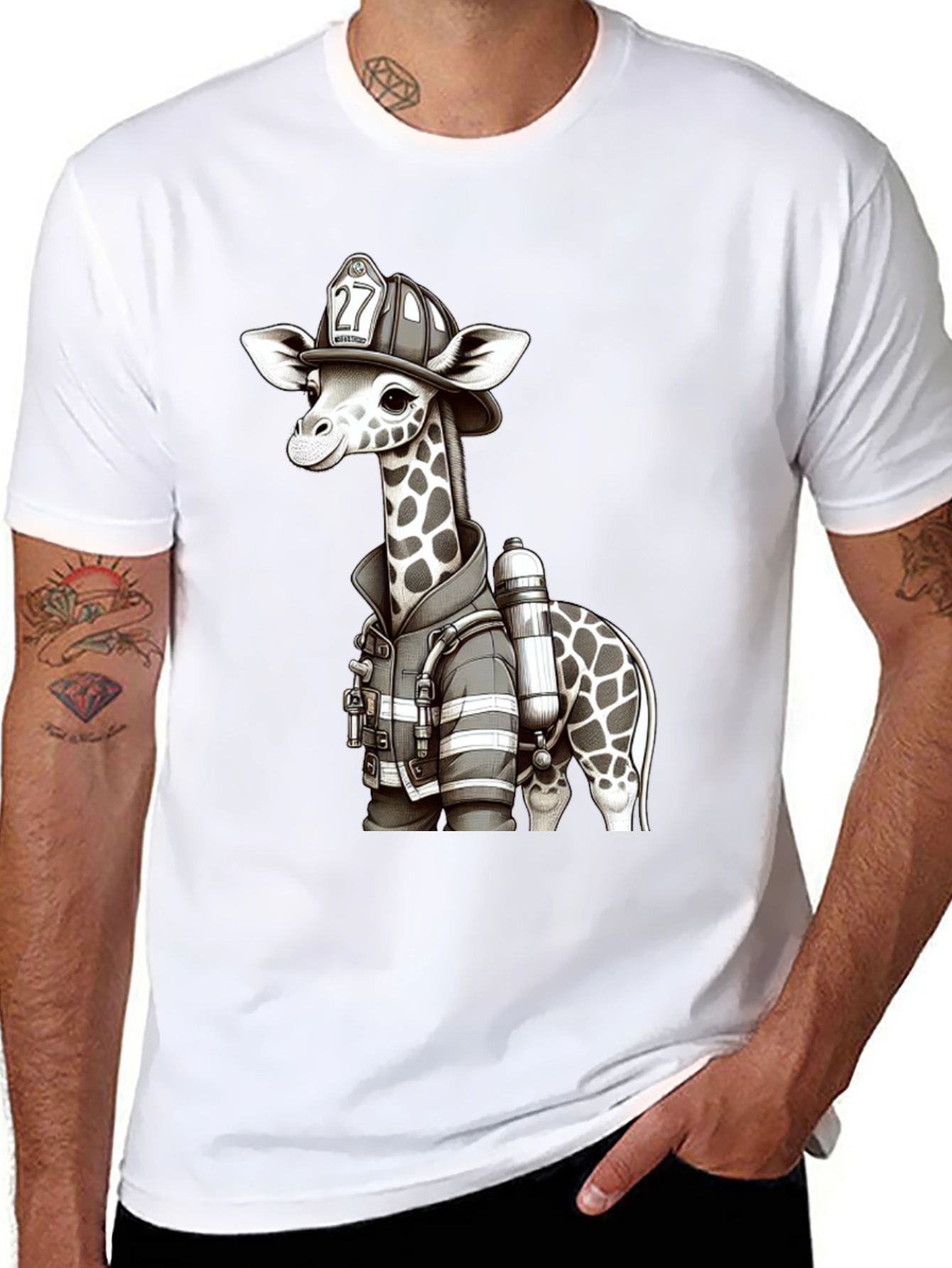 Giraffe Firefighter T-Shirt