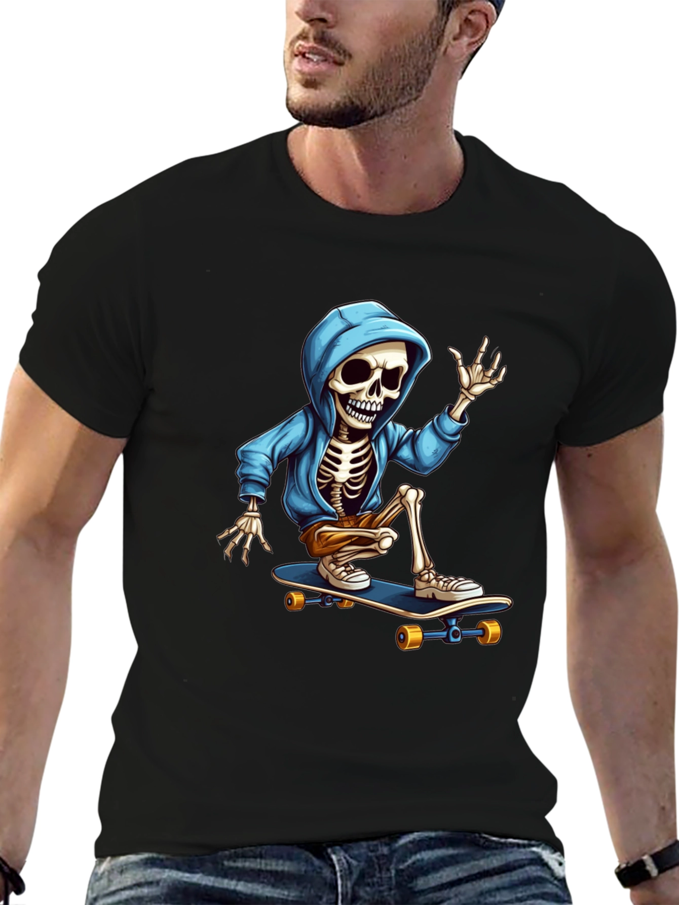 Skateboarding Skeleton Graphic Tee
