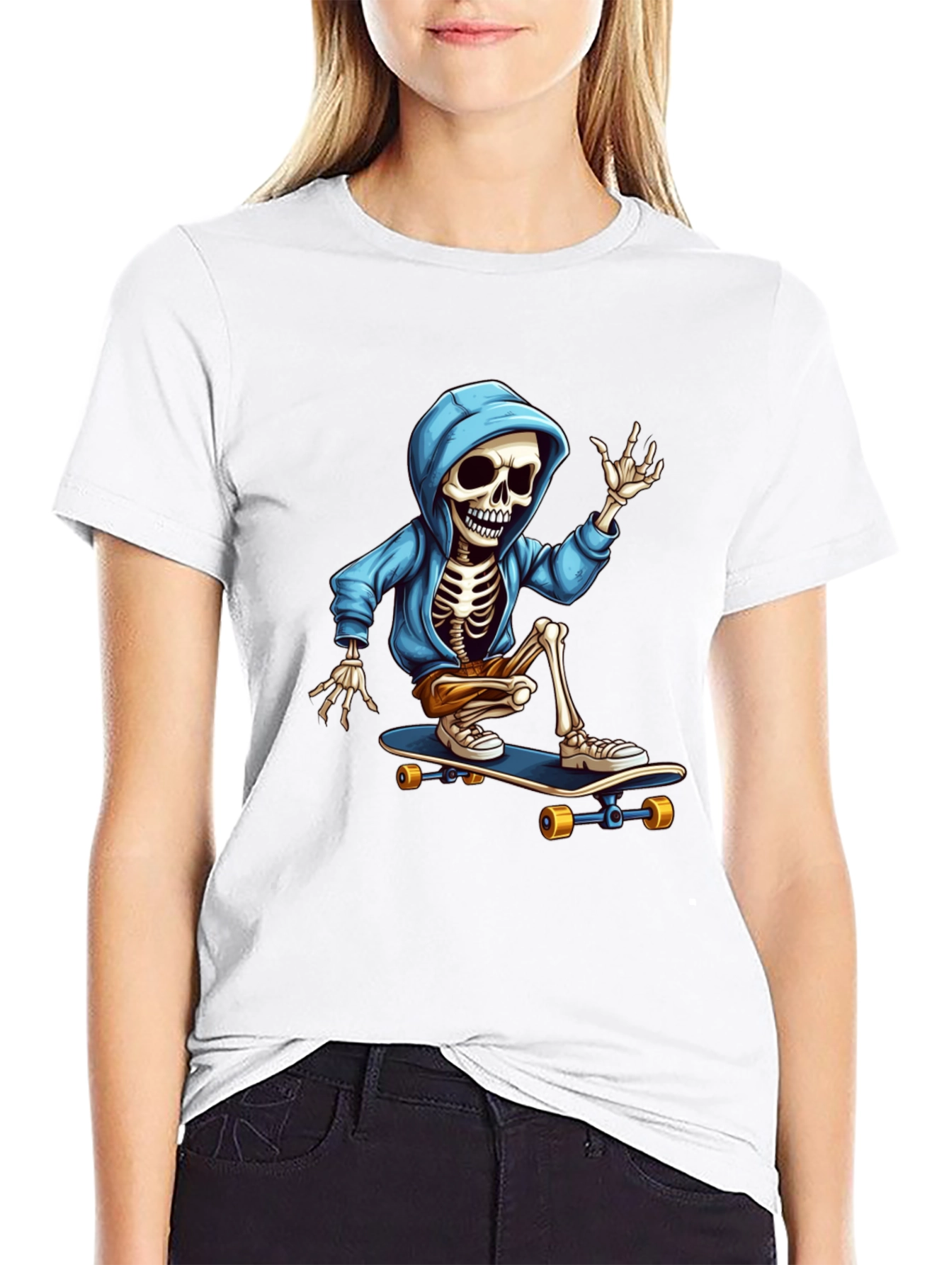 Skateboarding Skeleton Graphic Tee