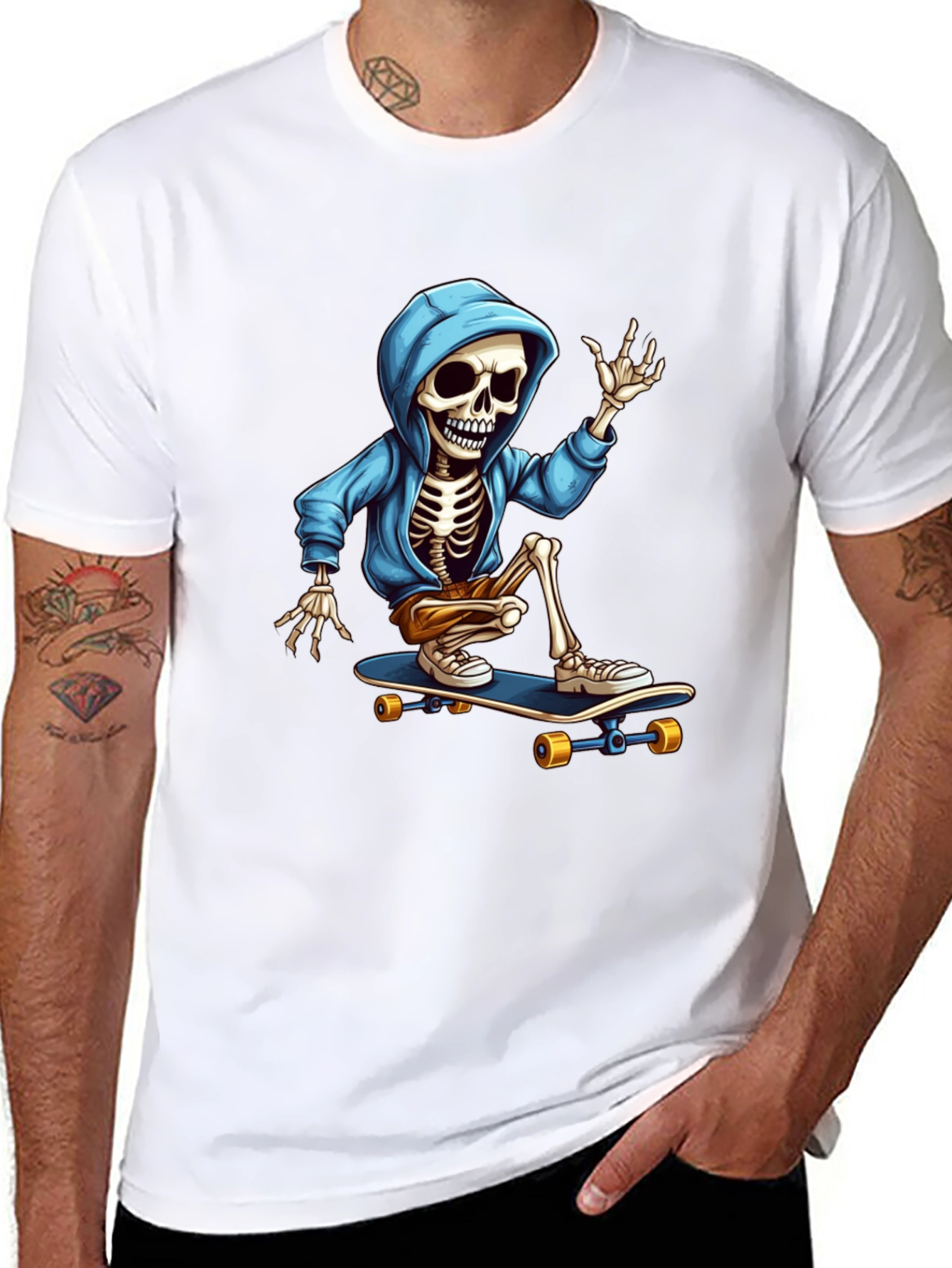 Skateboarding Skeleton Graphic Tee