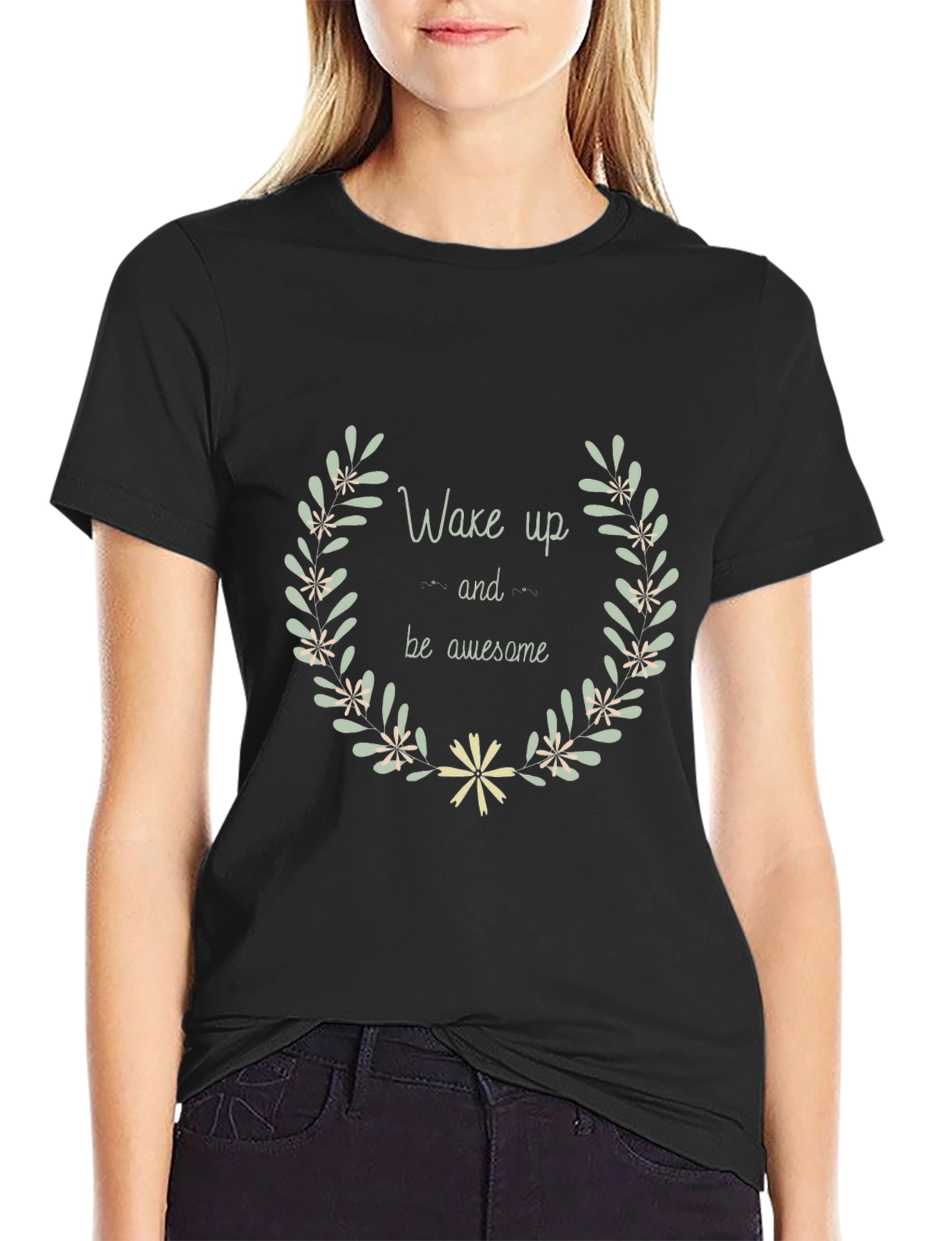 Wake Up & Be Awesome Black Graphic Tee