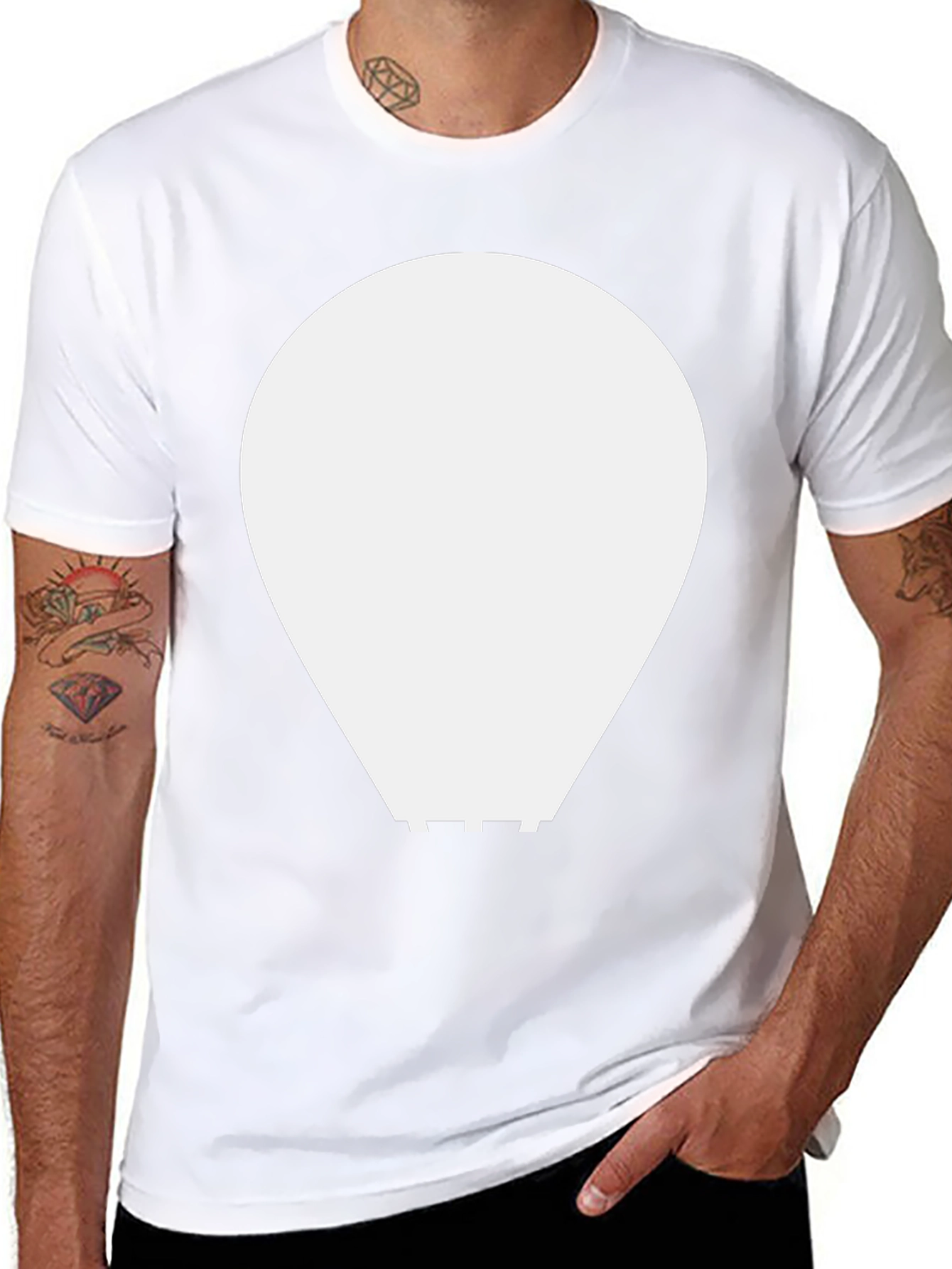 Abstract White Graphic on Black Crew Neck Tee