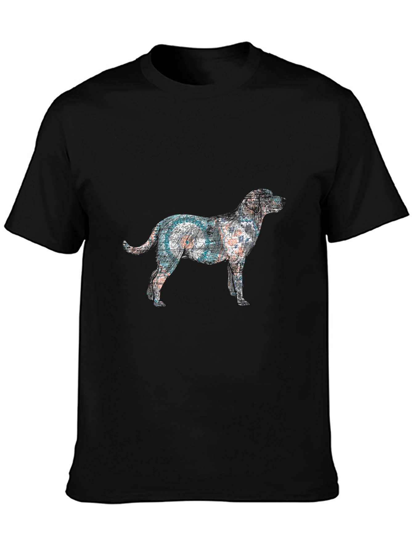 Dog Art Graphic Tee - Black Cotton Casual T-Shirt