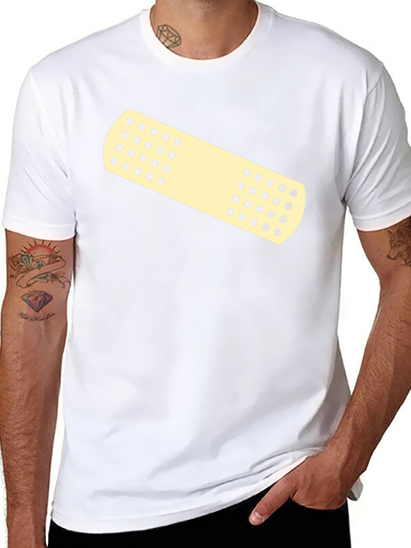 Novelty Band-Aid Graphic Tee - Casual Comfort