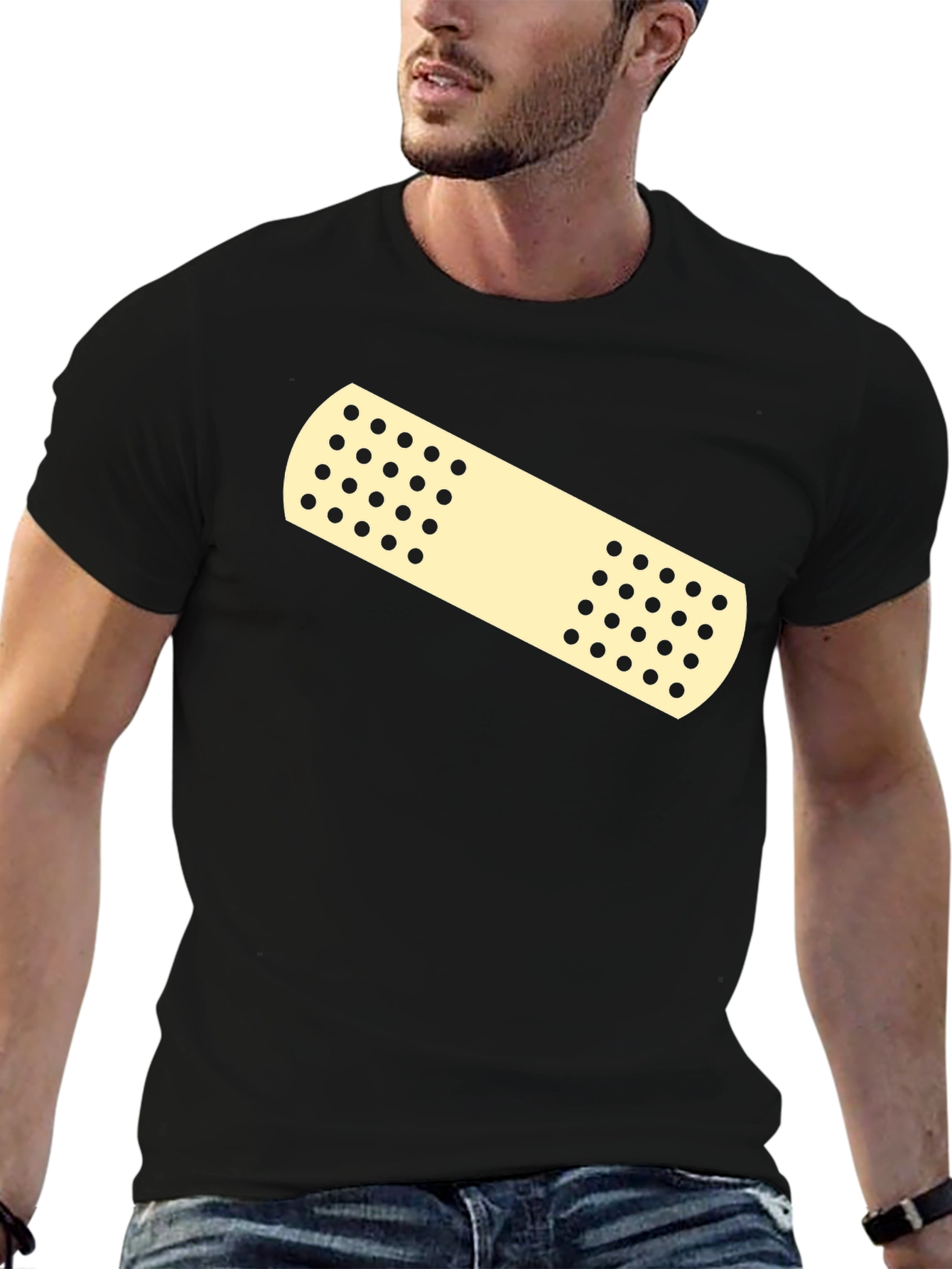 Novelty Band-Aid Graphic Tee - Casual Comfort